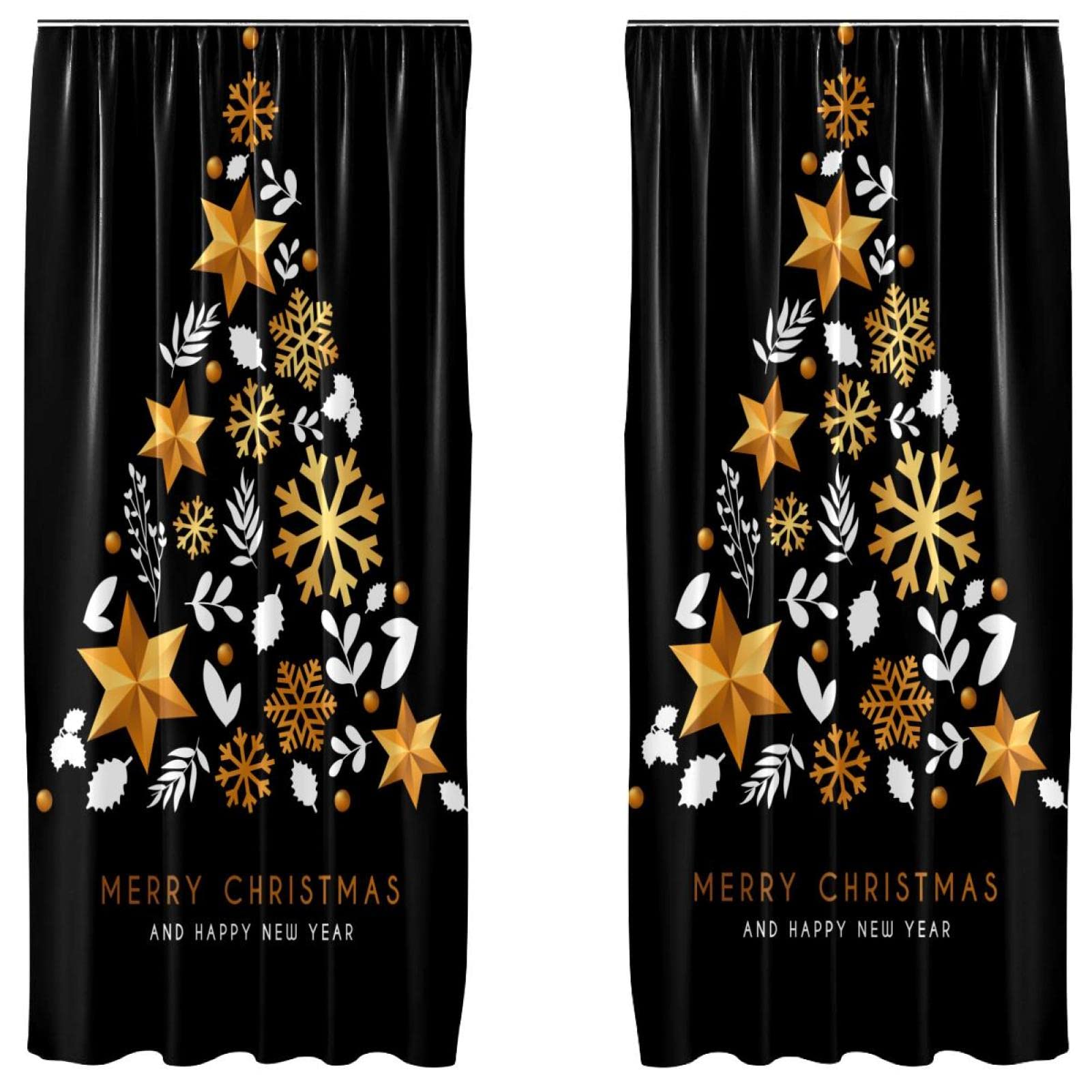Rideaux occultants dorés 140x213 rideau de Noël thermique de décoration intérieure