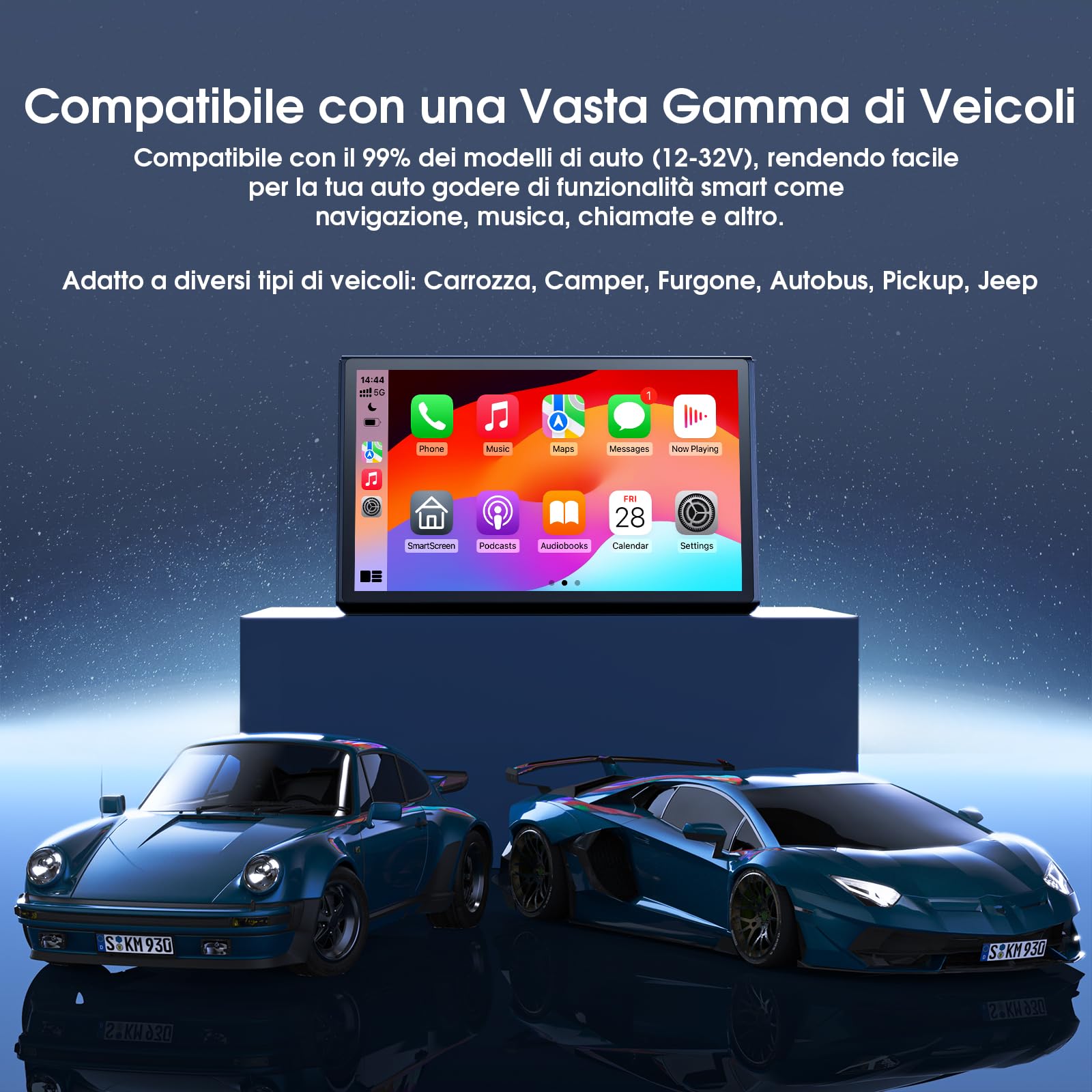 Avylet Carplay Auto 7'' Wireless, Schermo per Auto Navigazione GPS, Car play Supporto Magnetico, Schermo Verticale/Orizzontale, 60FPS Display, Controllo Vocale,Aggiornamenti OTA,Bluetooth,AUX,FM,WiFi | Supporto Magnetico, Schermo Verticale/Orizzontale, 60