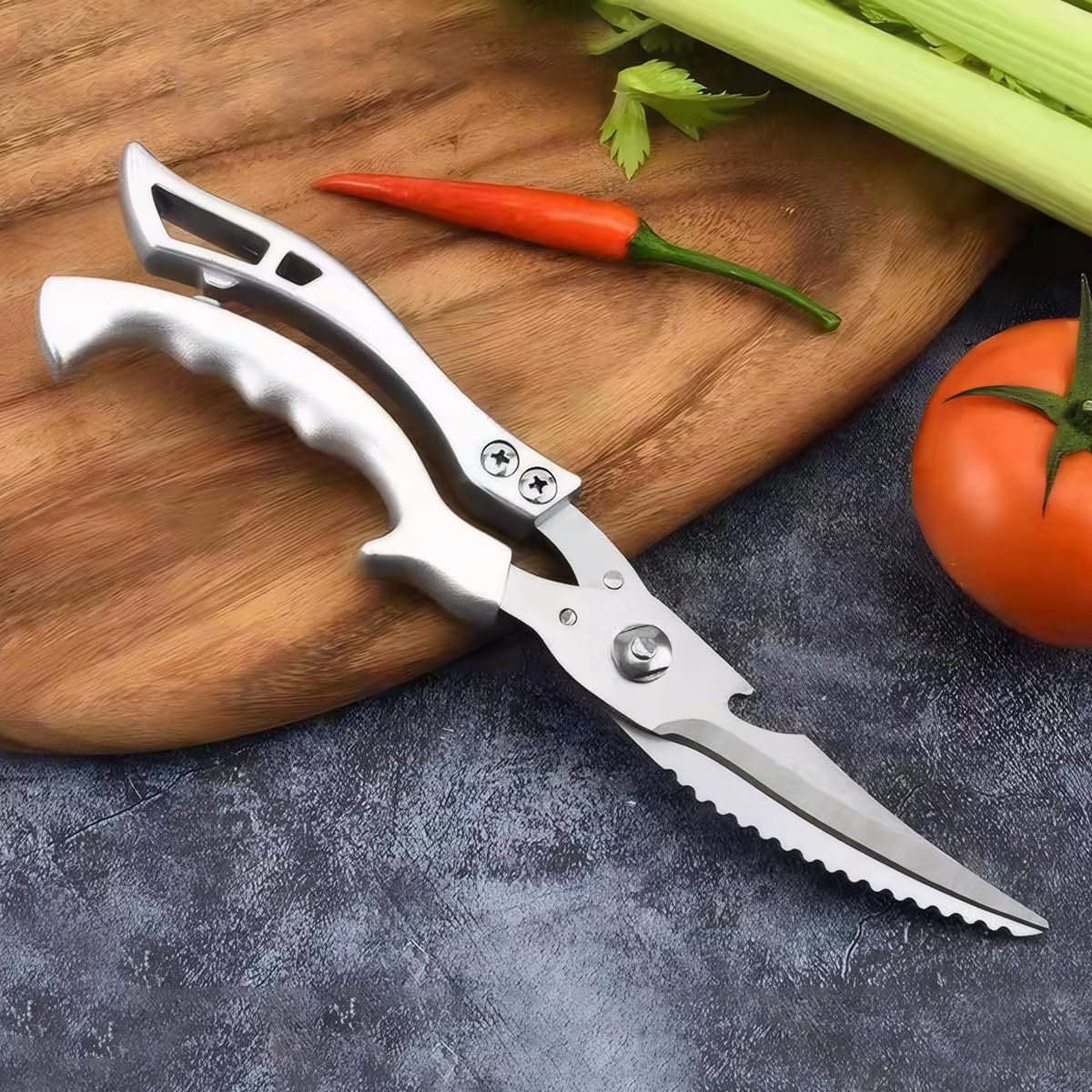 LiangYuanZen Tijeras profesionales para aves de corral de acero inoxidable, 25,56 cm, ZXF-Jigujian-Lvbing, ideales para aves de corral, carne y huesos, tijeras afiladas para carne y pollo