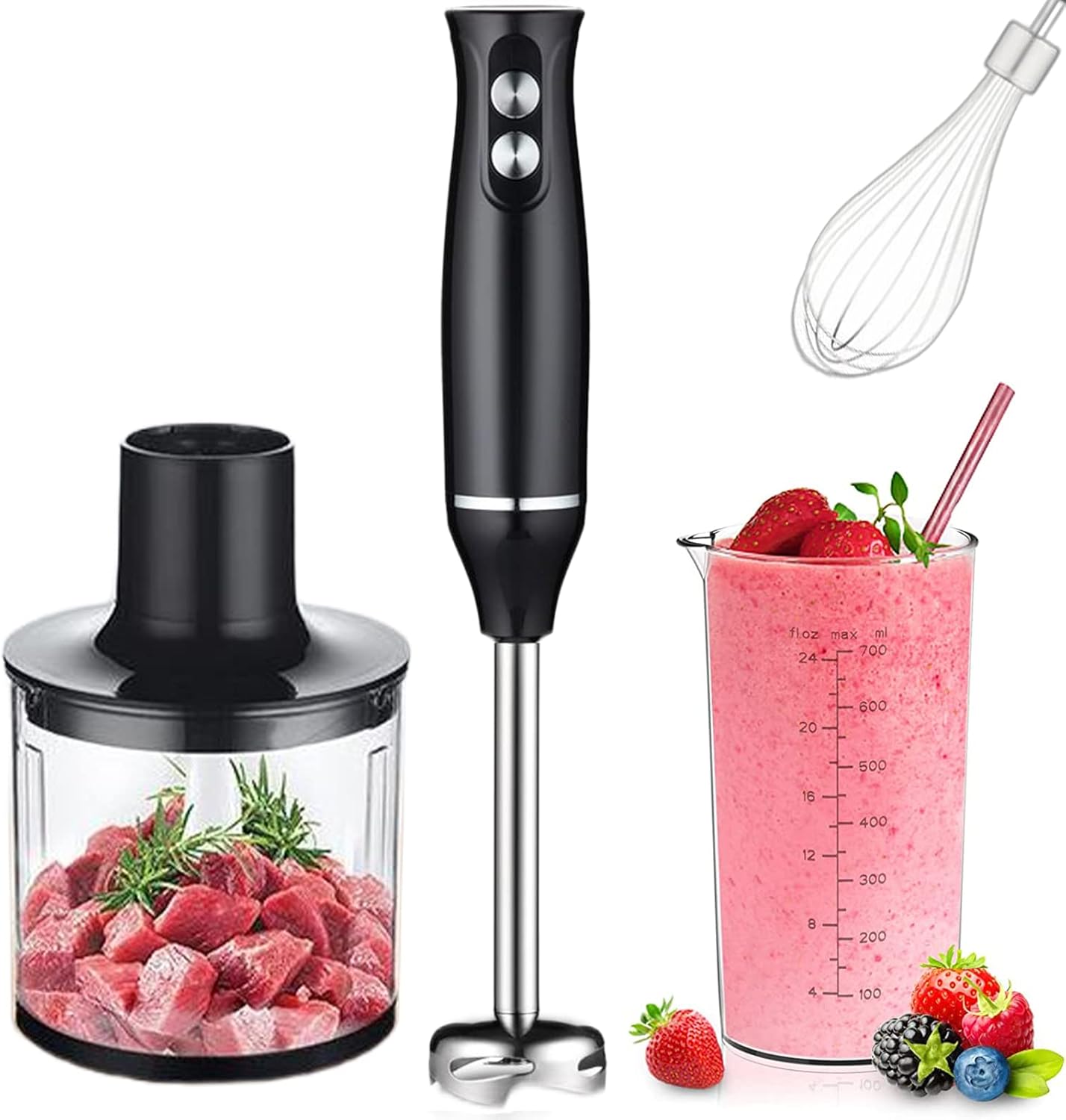 Dysokan Immersion Hand Blender, 500W 4in1 MultiFunction 12 Speed 304