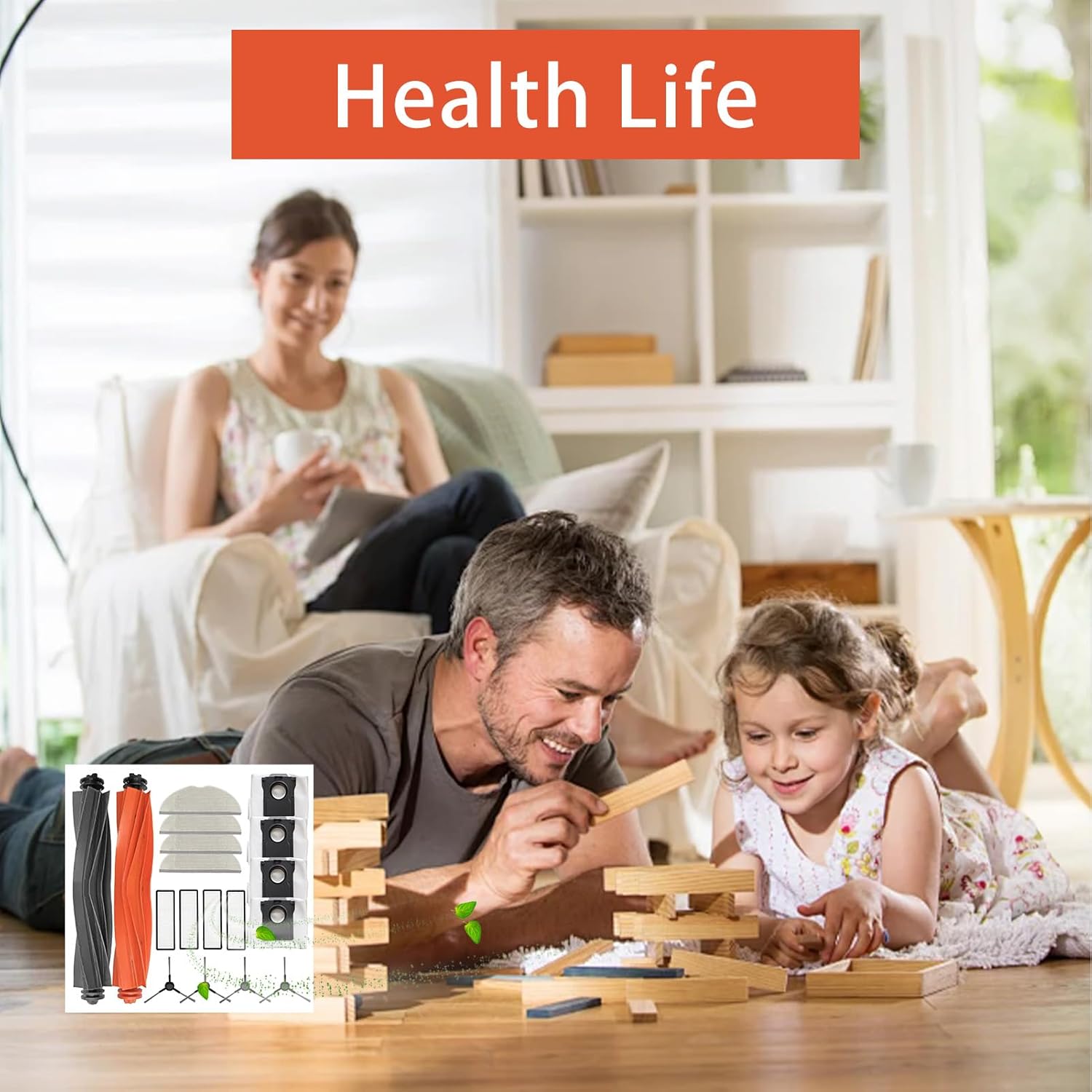 Chuancheng 18 Pack Replacement Parts for Dreame Mova S20 Ultra / RLM71CE Robot Vacuum, Accessories Kits 2 Main Brush 4 HEPA Filters 4 Mop Pads 4 Vacuum Bags 4 Side Brushes