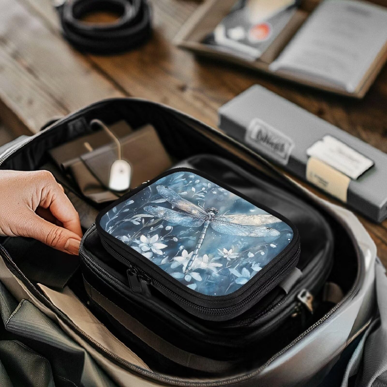 Uorisanigo Mini First Aid Kit Empty Organizer Blue Dargonfly Medical Bag Empty Portable Mini First Aid Pouch Small Medical Kit for Home Office Travel Camping Sports School Emergency First Aid Kit