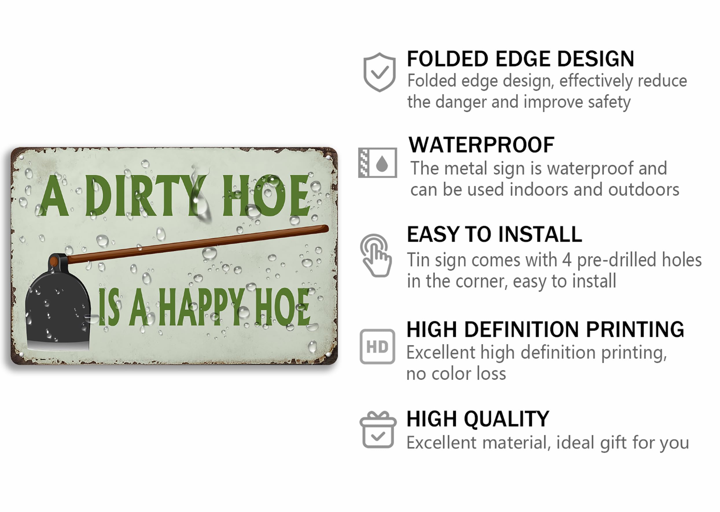 Dirty Garden Hoe - Letrero de metal vintage divertido de 8 x 12