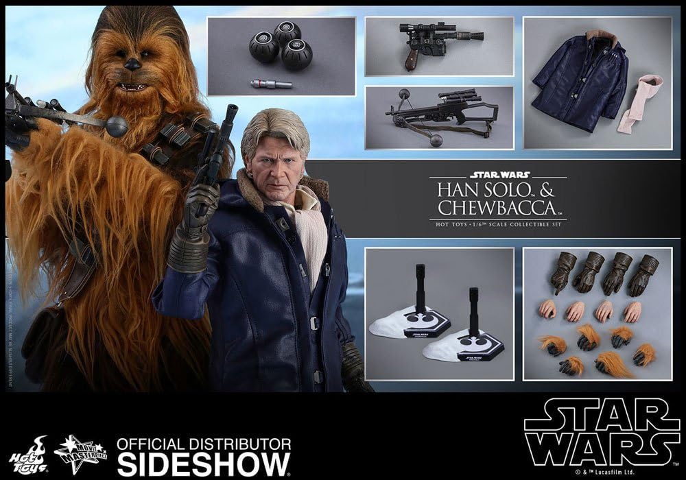 Hot Toys Star Wars Episode VII The Force Awakens Han Solo & Chewbacca 1/6 Scale Figure Set