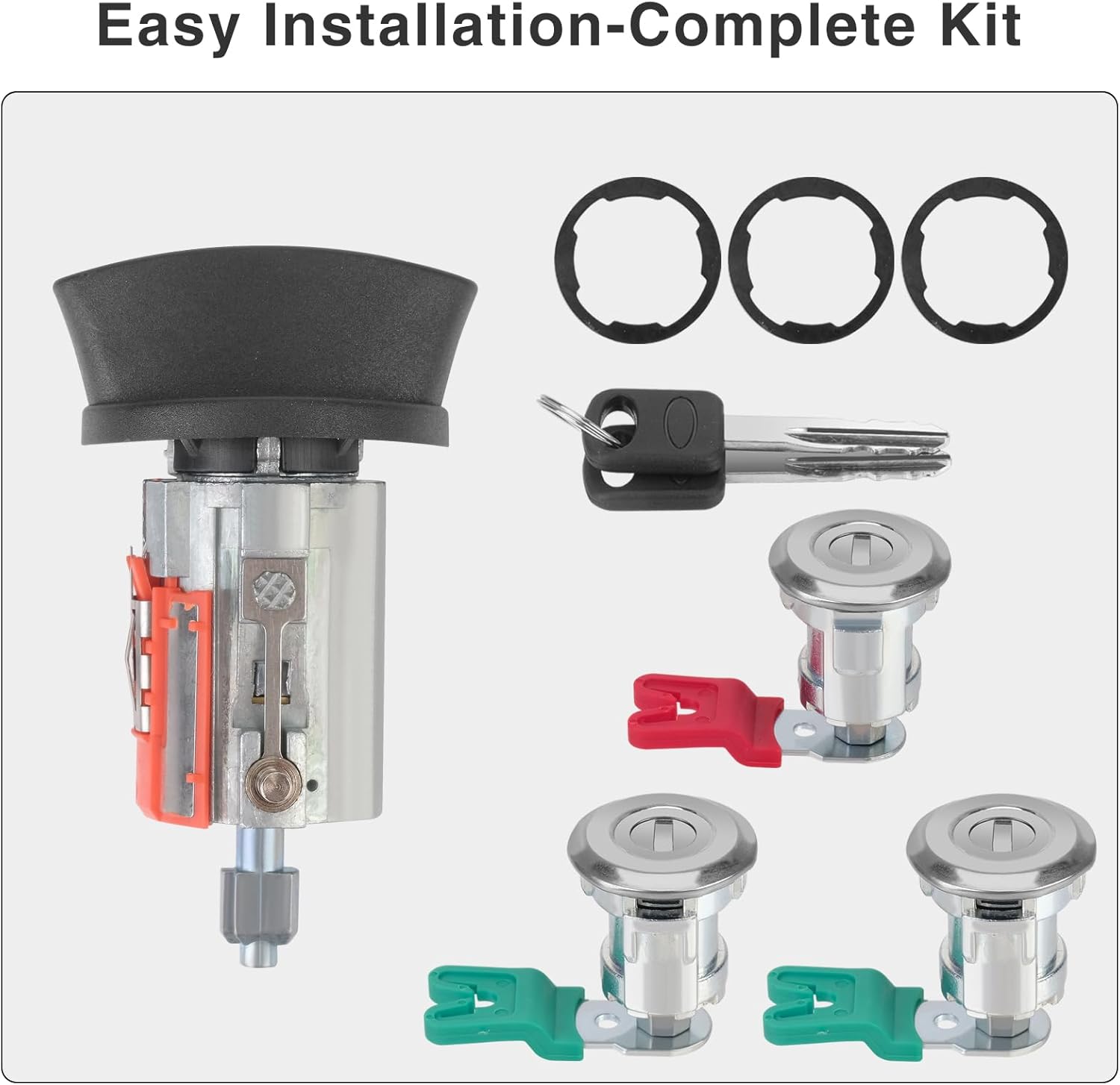Door Lock Cylinders & Ignition Switch with Keys | Replacement for 2001-2007 Ford F150/250/350, Explorer & Lincoln Blackwood | Replace#: LC6177 + DL5885 + 322347 + 597638(No chip)