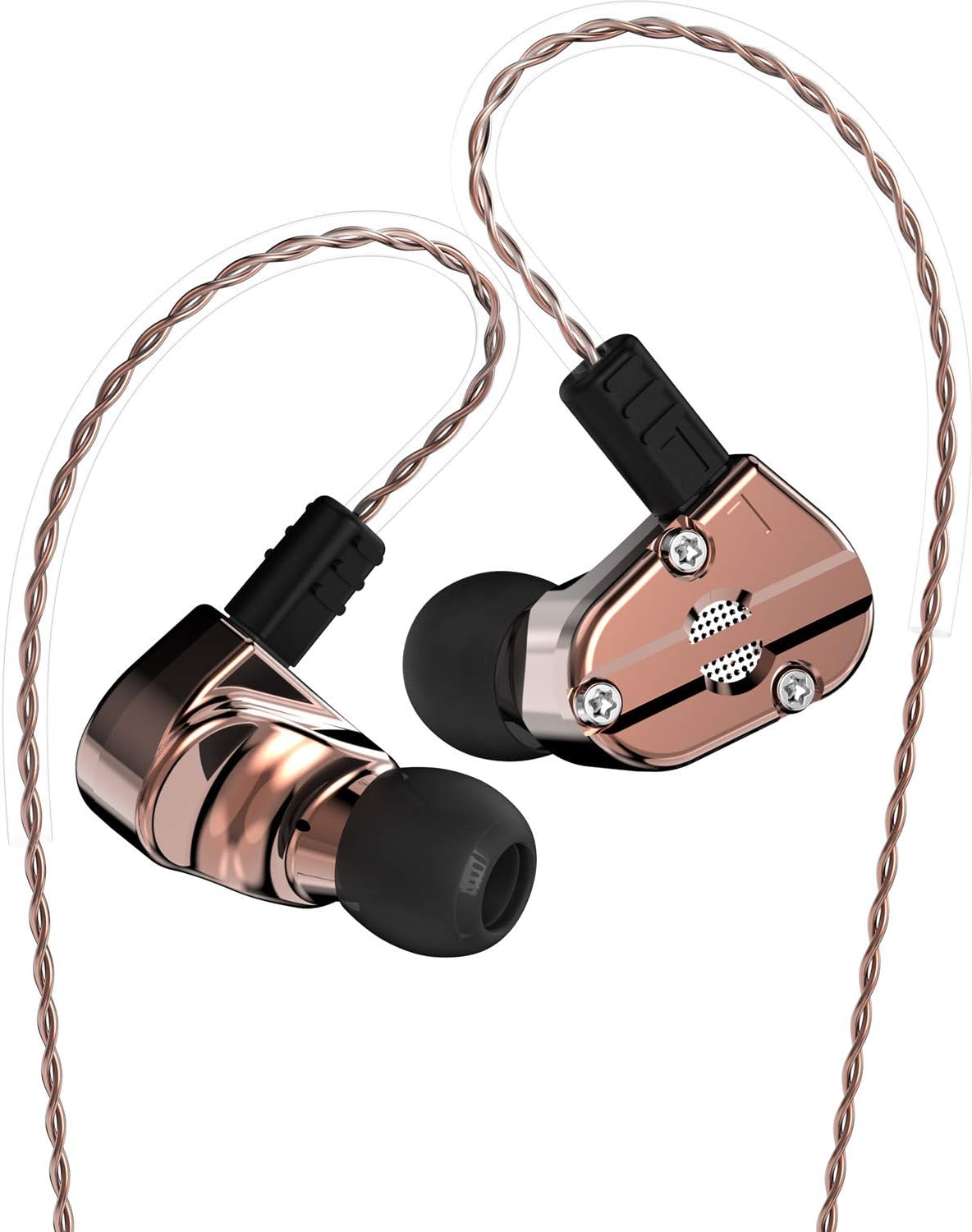 RevoNext QT5 1DD+1BA Metal In Ear Monitors (Coppery no mic)