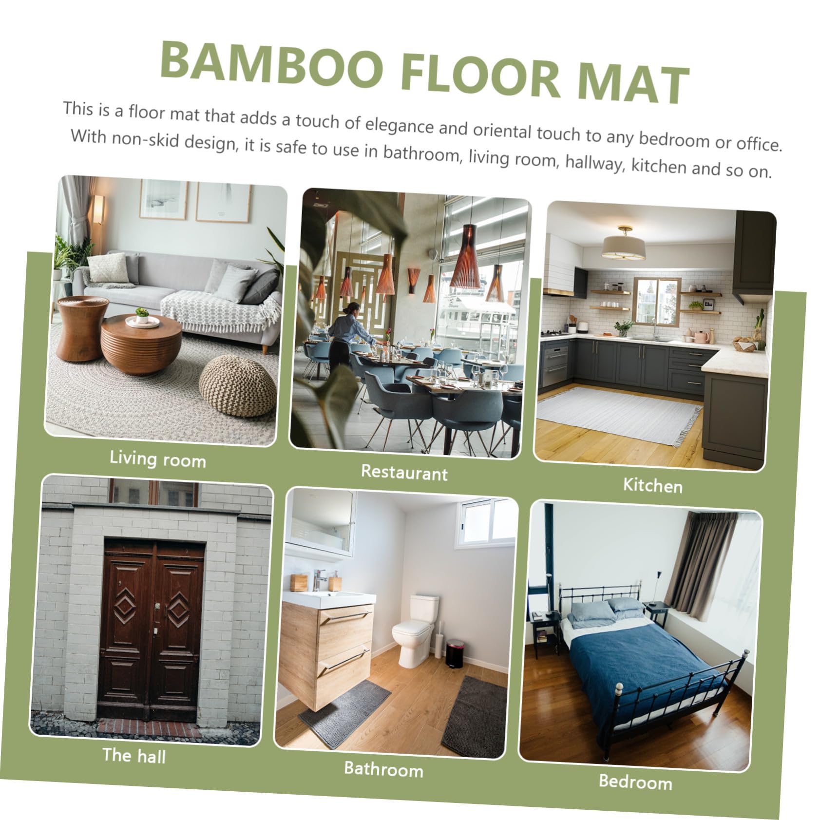 VALICLUD Tapete Antideslizante para Baño Alfombra De Bambú Tapete De Suelo para Pies para Decoración De Baño y Entrada De Bambú
