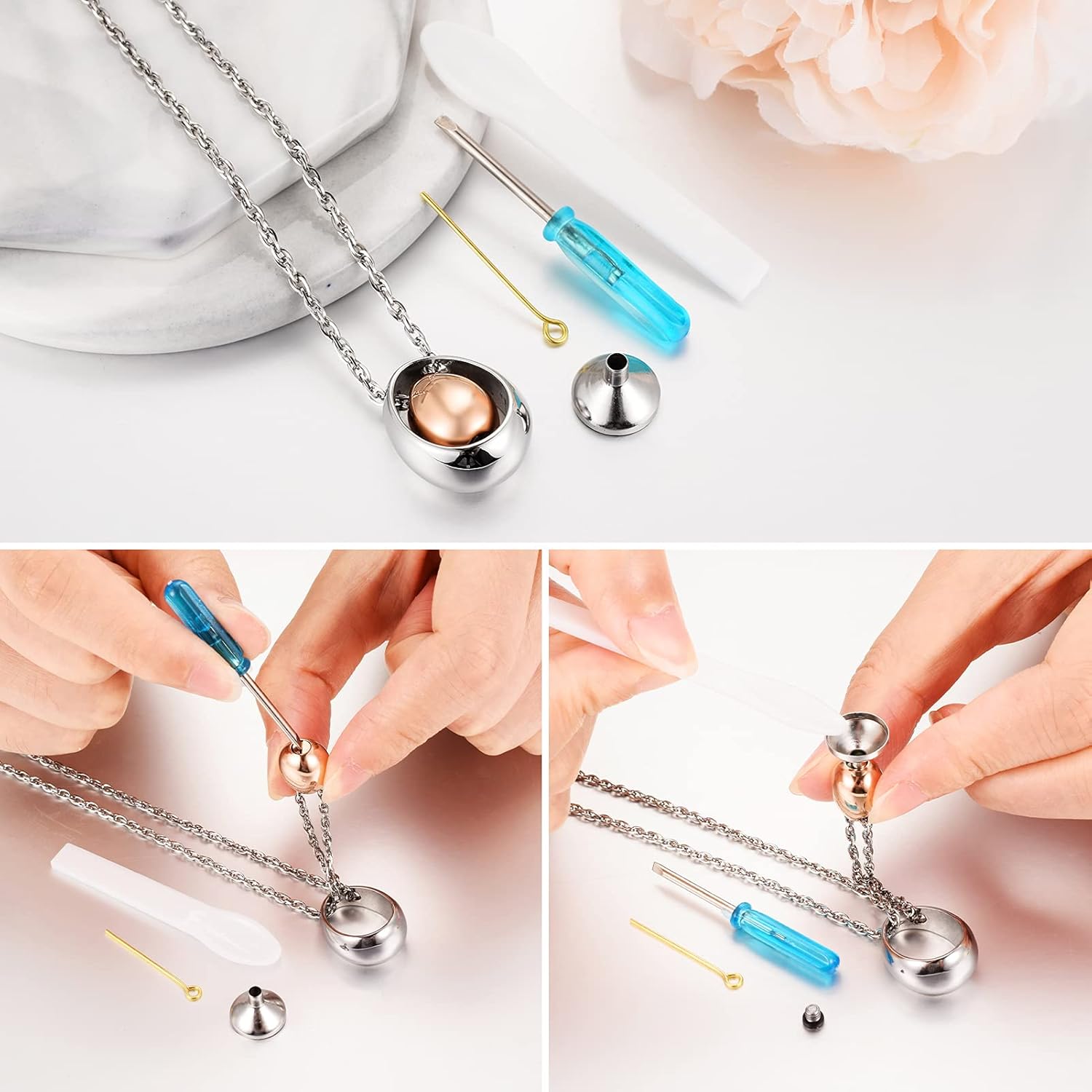 SOITIS Urn Necklace for Ashes Cremation Necklace Stainless Steel Cremation Jewelry Memorial Necklace Pendant - Image 4