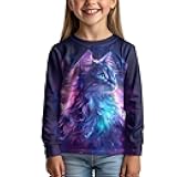 Yuuxorilu Kids Long Sleeve Shirts Casual Crewneck Tee Tops Soft Graphic Tees for Gym Sports