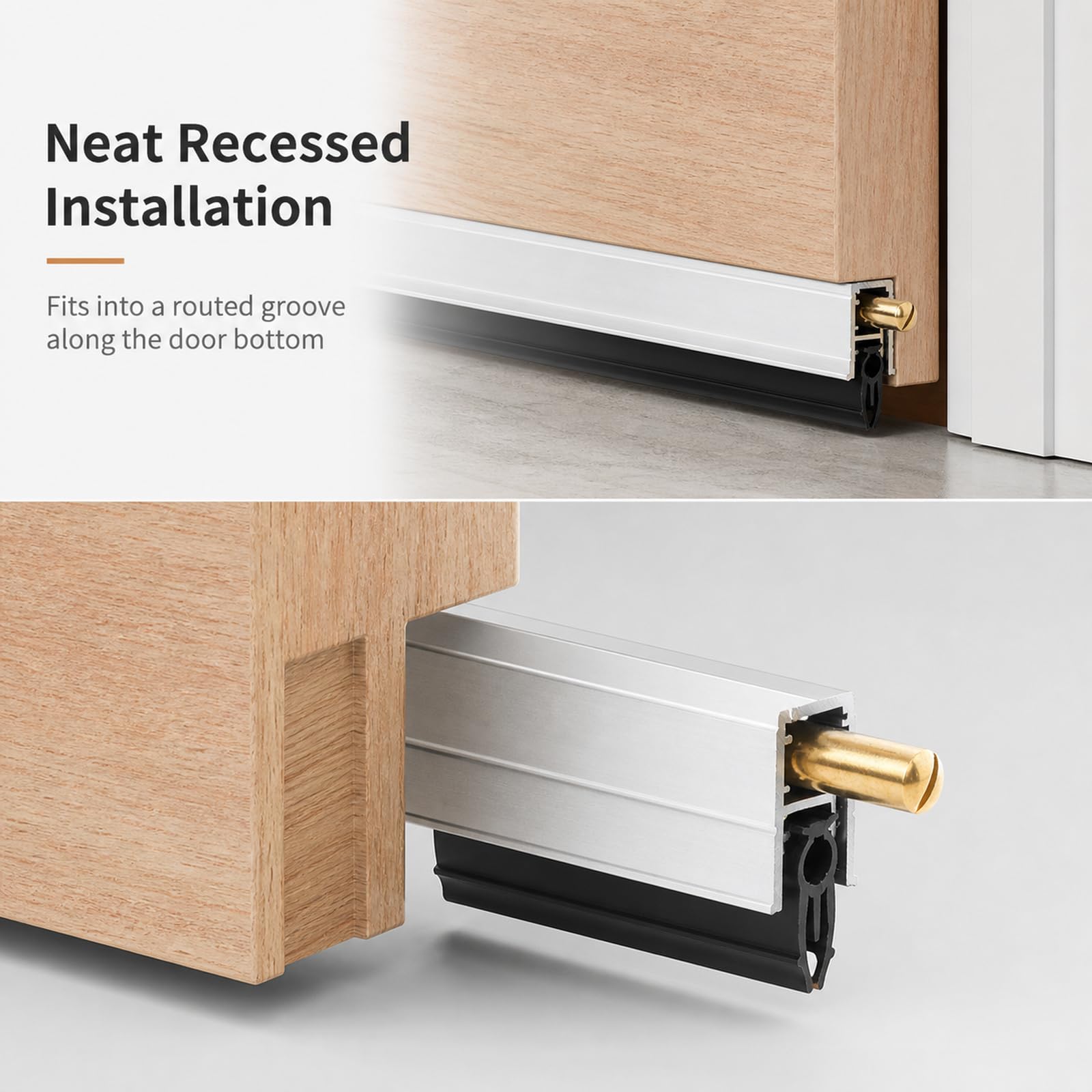 Guarnizione Automatica Sottoporta in Alluminio,Paraspifferi Porta Automatico Sollevabile,Paraspifferi con Regolazione Automatica,for Wooden Doors And Aluminium Doors