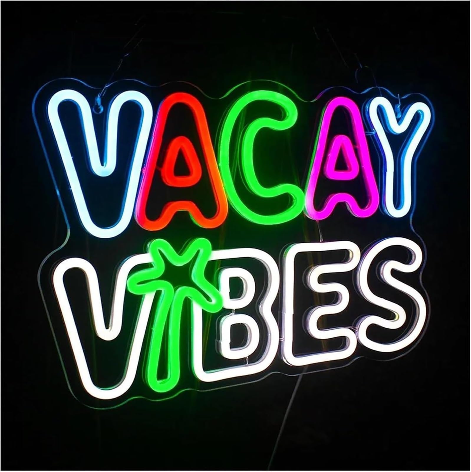 Wexxaii neon Light Sign Colorful Letters Interior Neon Lights Vacay TBES Signs for Club Light Party