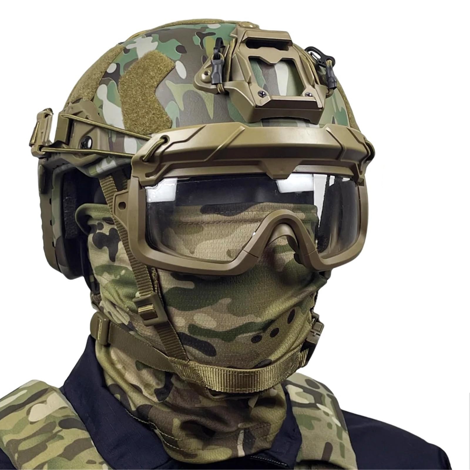 Ensemble casque tactique airsoft anti-buée avec cagoule pour paintball
