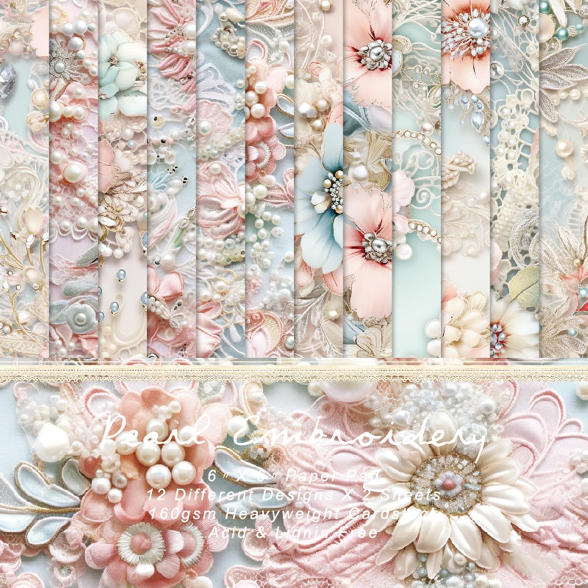 DESEACO Premium 6x6 Inch Single-Sided Scrapbook Paper Pad - Perfect for Crafting, Decorative Projects and Card Making - 24 Sheets & 12 Elegant Patterns