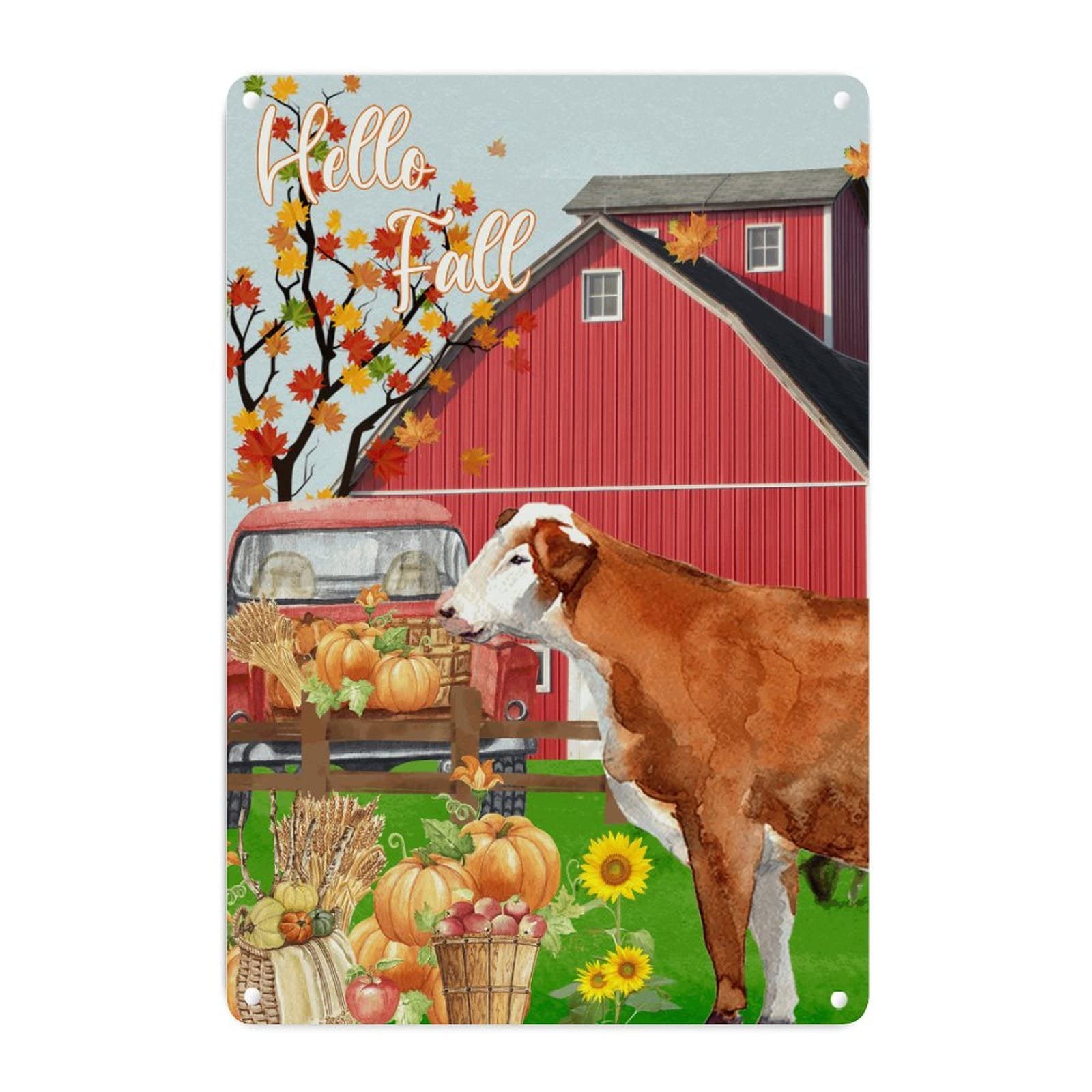 Cadeau homme déco automne plaque métallique amusante vache