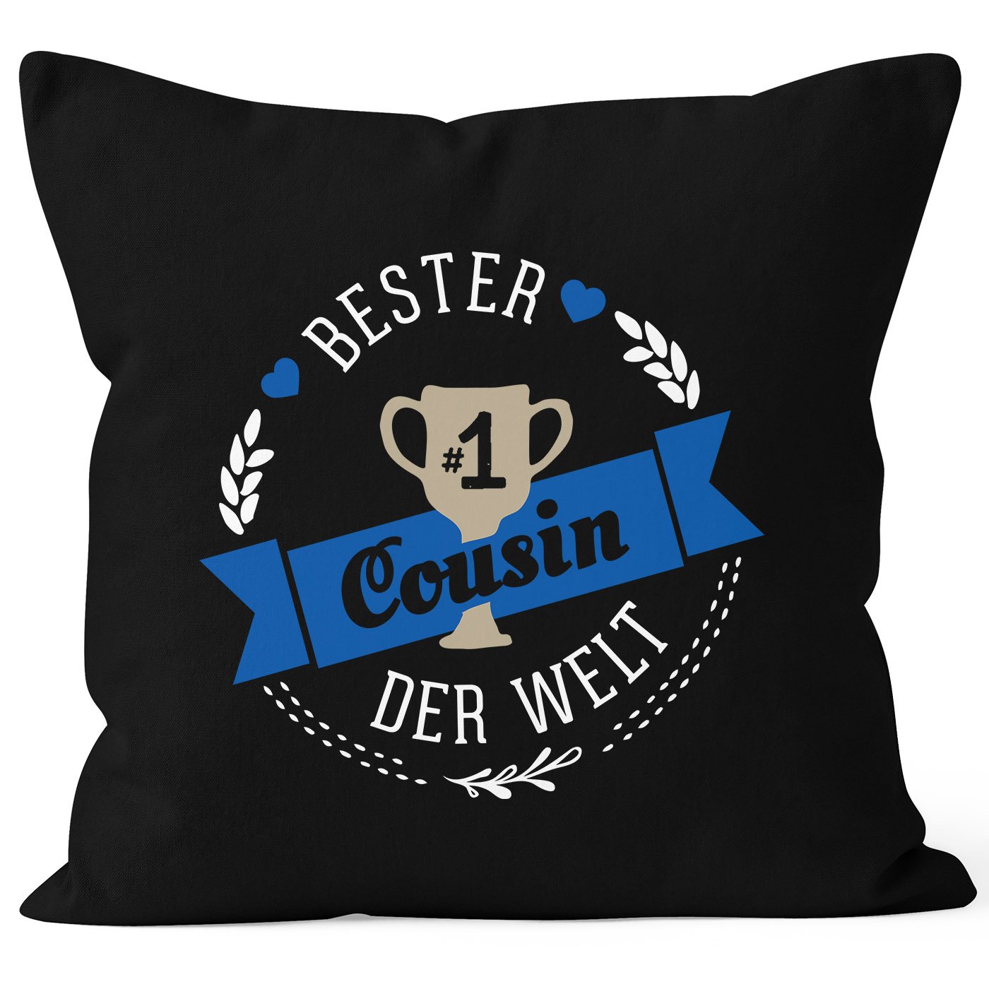 Housse de coussin noir MoonWorks 40x40 cm en coton motif du monde