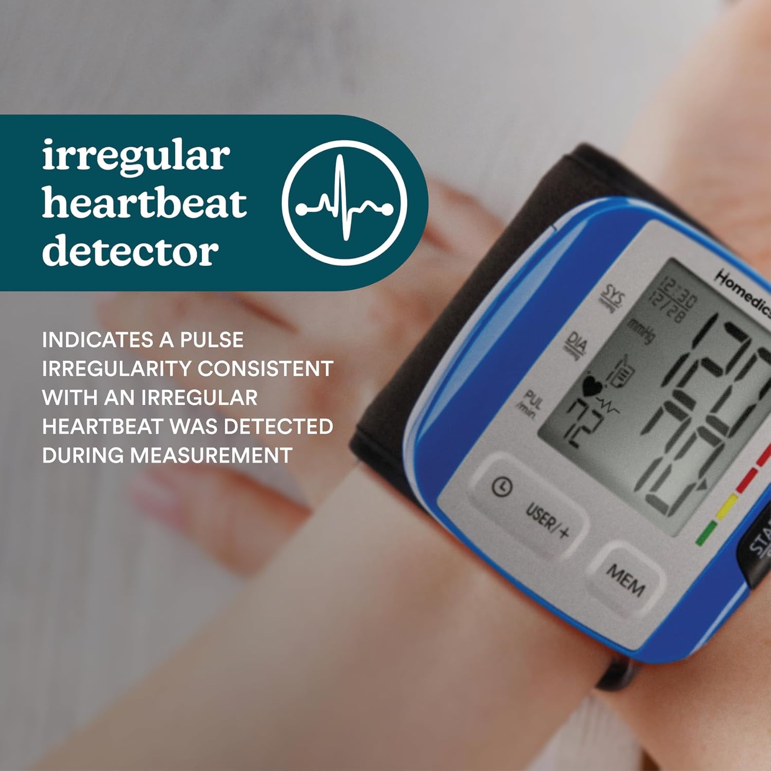 HoMedics Blood Pressure Monitor, Automatic Wrist Blood Pressure Machine with Easy One-Touch Operation, Stores up to 30 Readings for 2 Users, Attached Blood Pressure Cuff and Storage Case Included