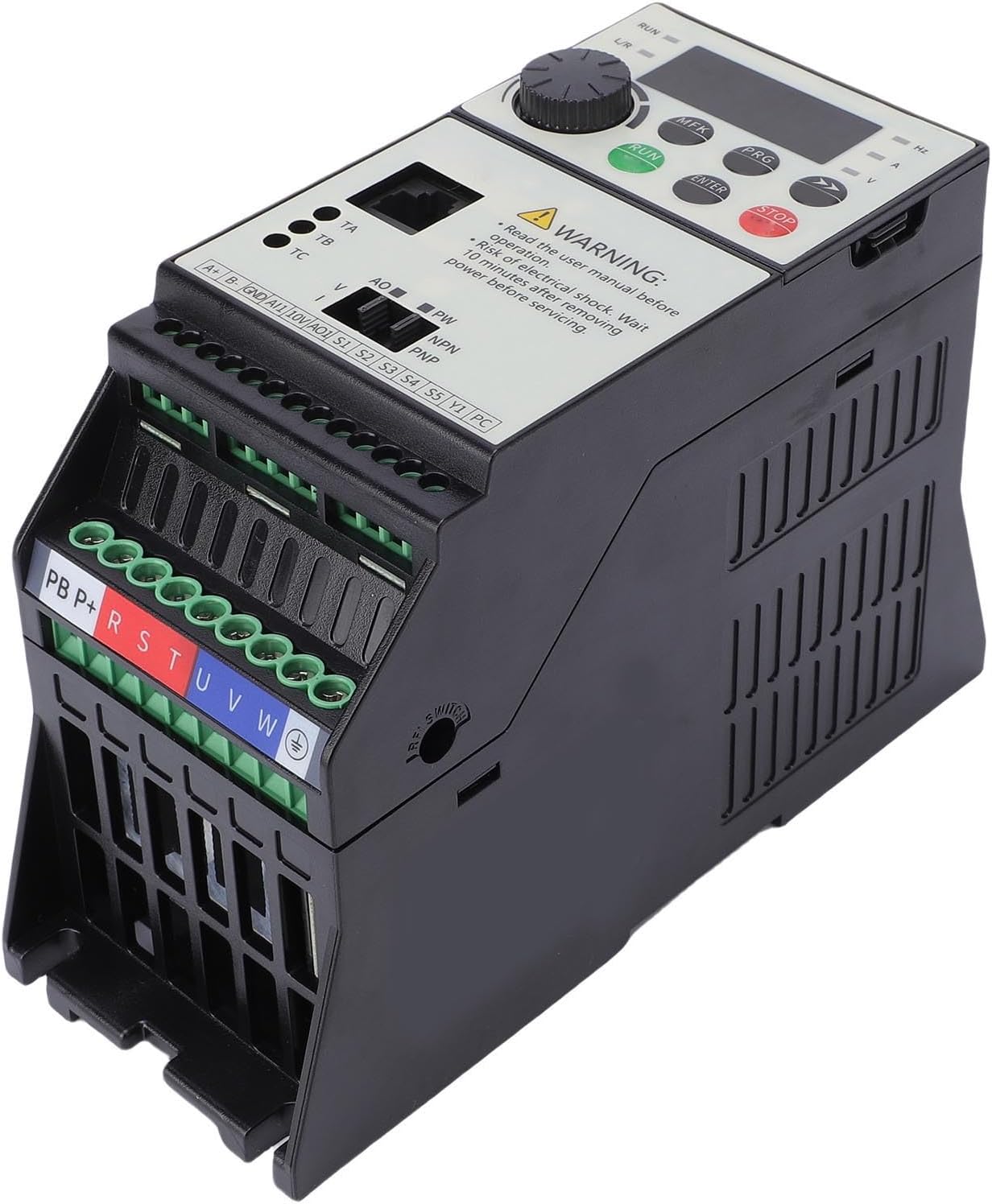 3 Phase VFD 3 Phase Variable Frequency Drive Frequency Inverter 0.75KW .4A 50-60Hz Input 2.1A 0-500Hz Output with Industrial ABS Housing Multifunctional Terminal for Fan