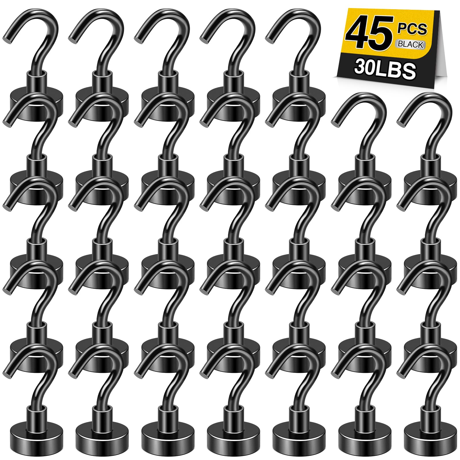 DIYMAG Magnetic Hooks 45pcs 30lbs Cruise Essentials 2026 Magnet Hook Black