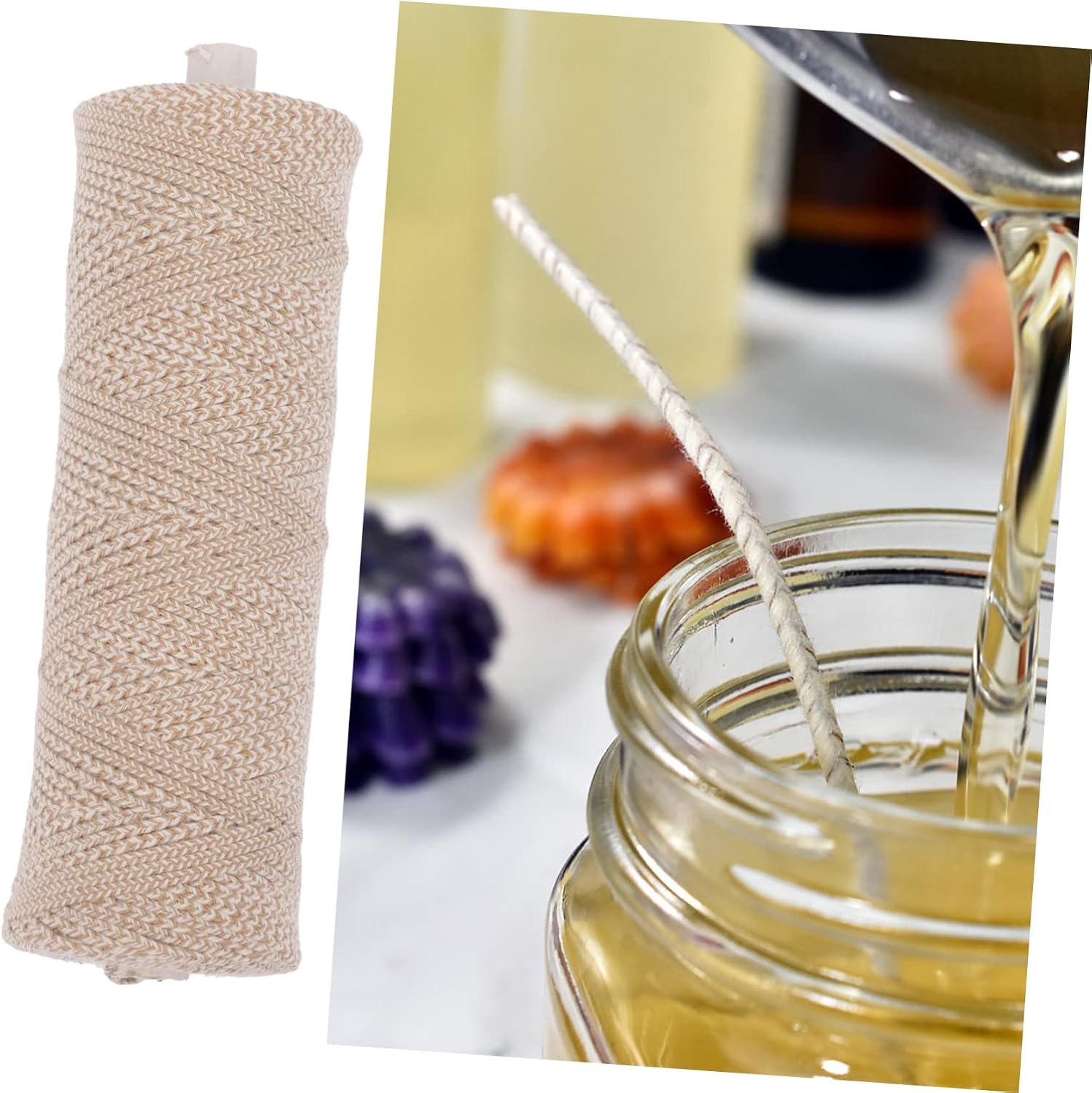 VILLCASE 1roll DIY Cotton Candle Wicks Long Cotton Wicks for Candle Making Supply