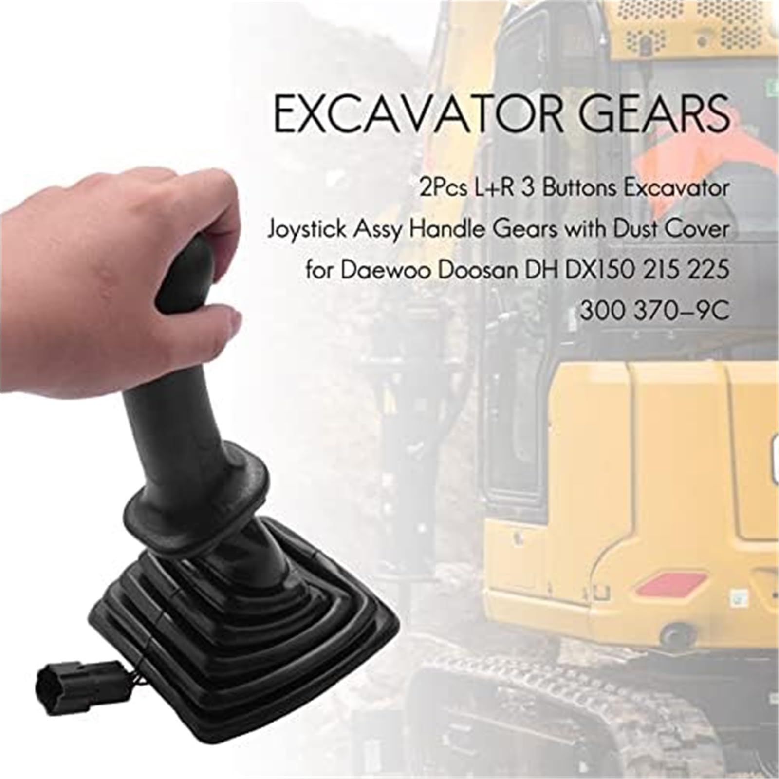 2 szt. L+R 3 przyciski koparki joystick zespół uchwyt koła zębatego z, dla Doosan DH DX150 215 225 300 370-9C, czarny, 500138302 Zamienny uchwyt sterujący koparką