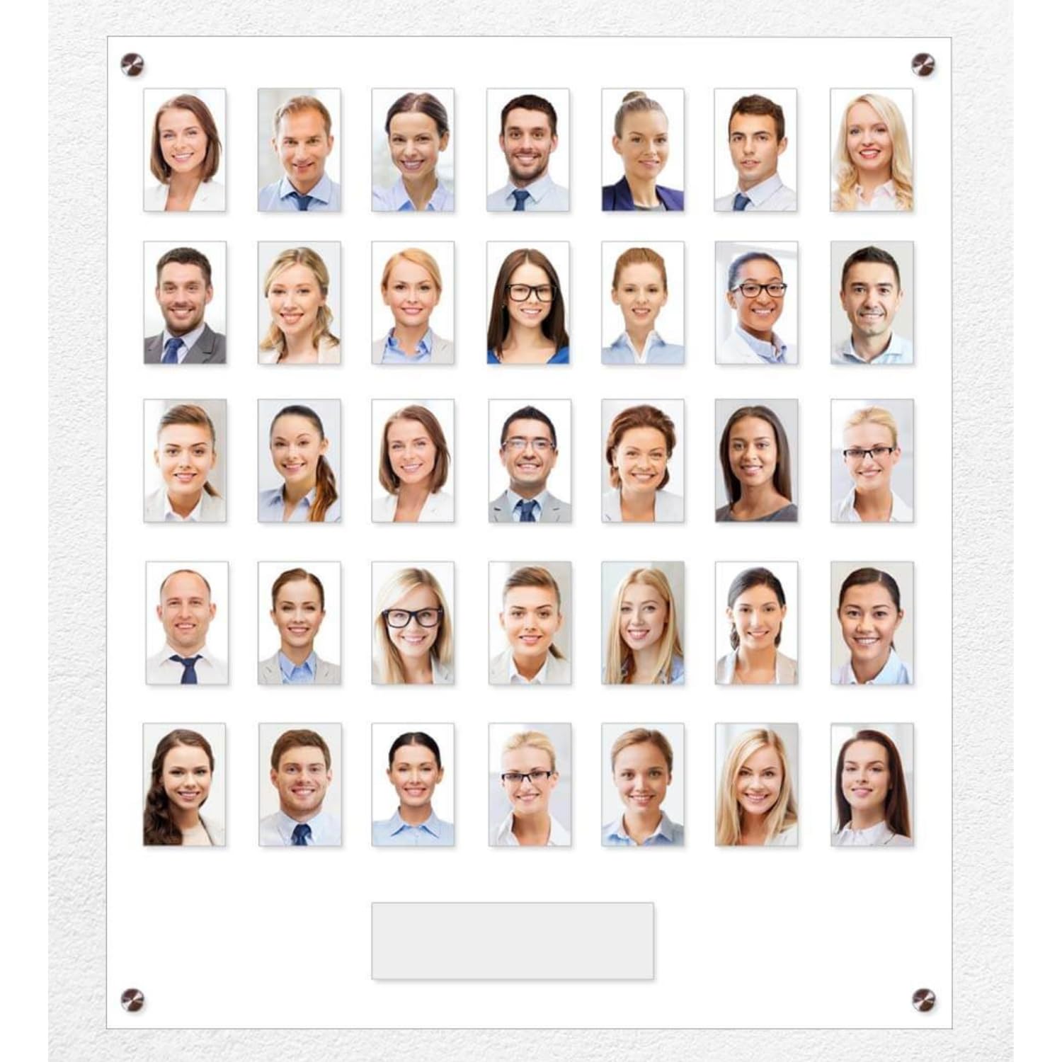 Get Acrylic Photo Frames - White 35 Pocket Image Staff, Student, Employee Display Board With Pocket Header. 605mm Height x 544mm Width (60.5cm x 54.4cm)