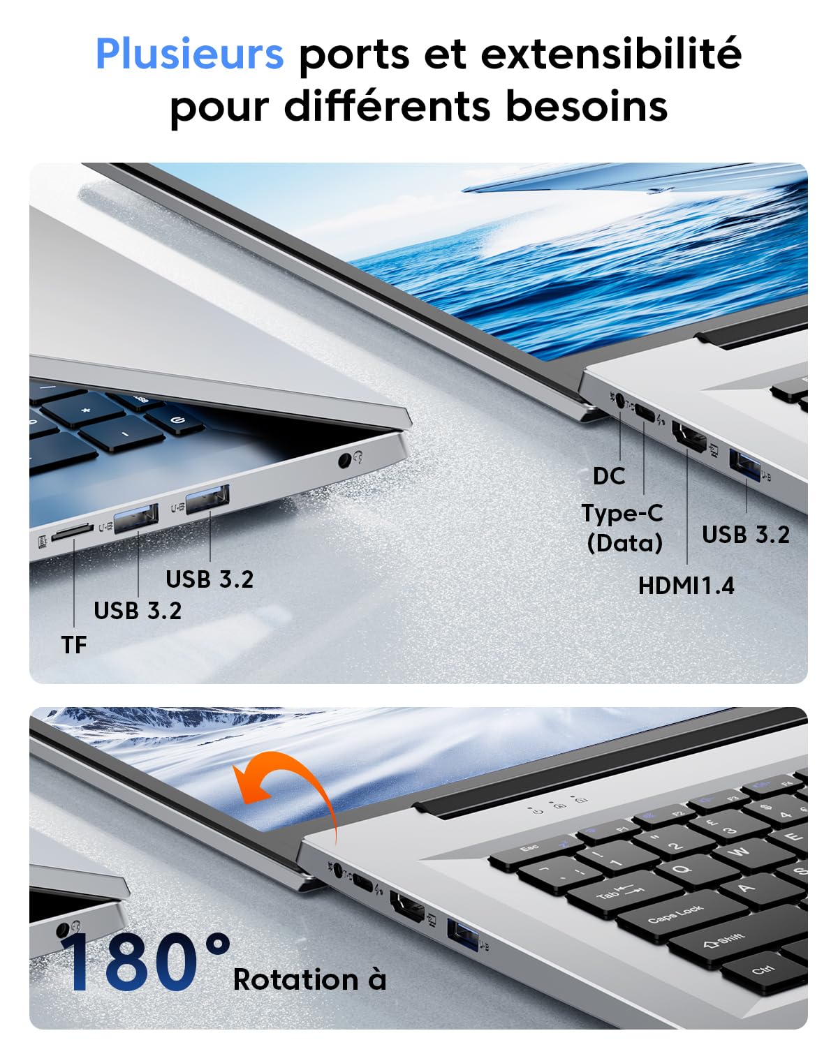 18,5" FHD Ordinateur Portable ave 13e Processeur 4-cœurs N150