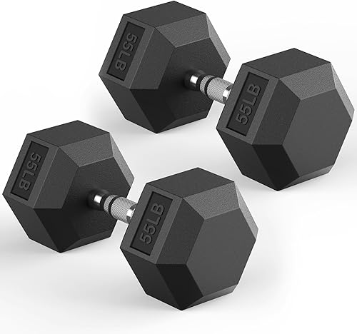 Miniatura 11 de Juego de mancuernas hexagonales de 40 a 575 libras, mancuernas de ejercicio y fitness con revestimiento de goma, peso de mano para entrenamiento de