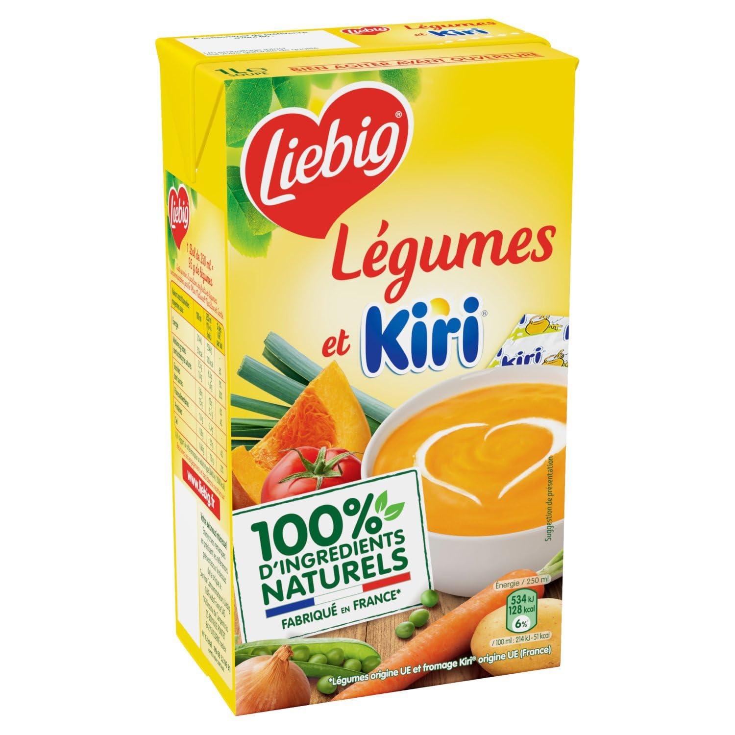 Soupe Velouté Légumes et Kiri LIEBIG - la brique d'1L Lot De 4 - Par Lot