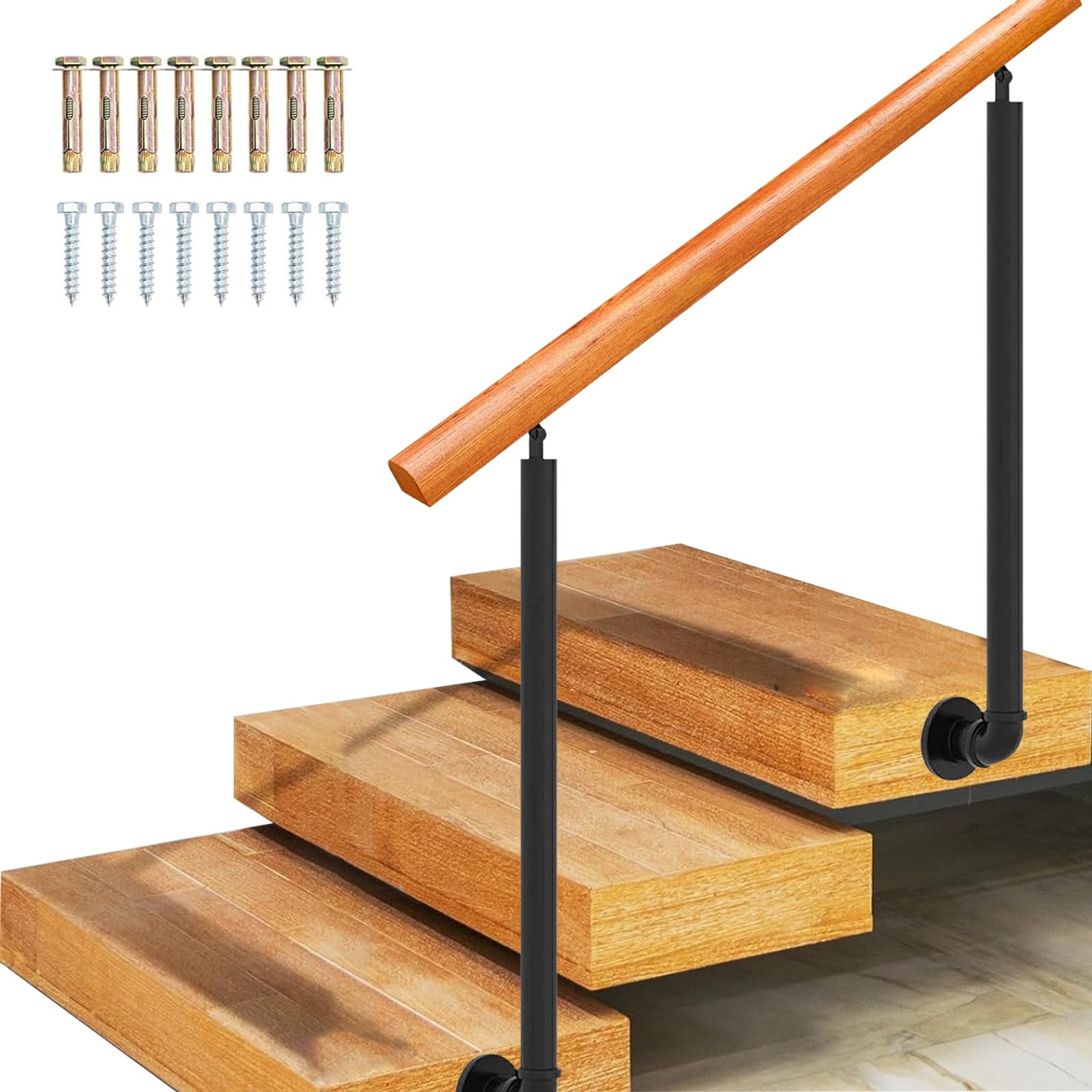 Rampe en bois escalier intérieur pour sécuriser le porche avant et l'entrée du loft