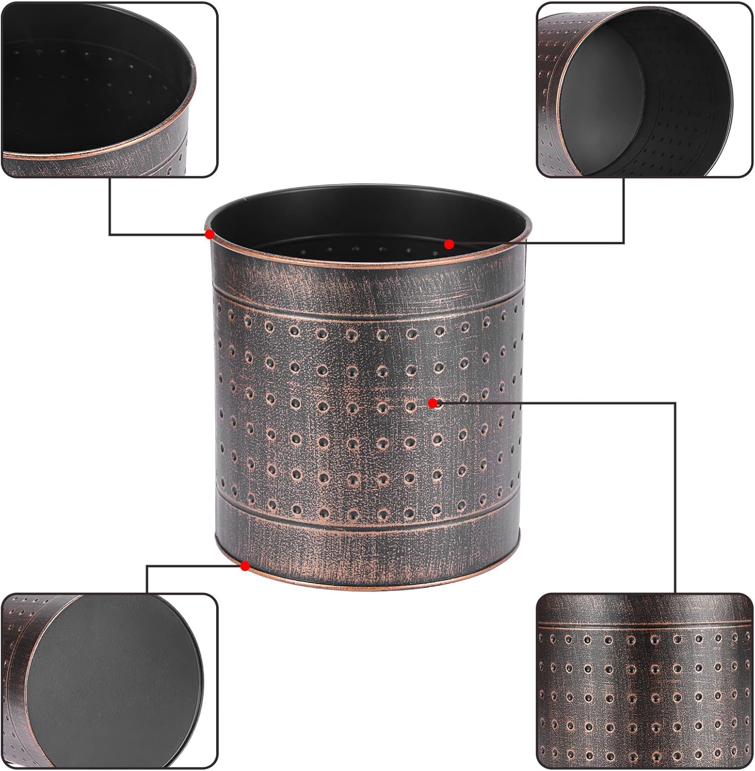 Kokone Antique Hammered Metal Utensil Holder Caddy for Kitchen Countertop