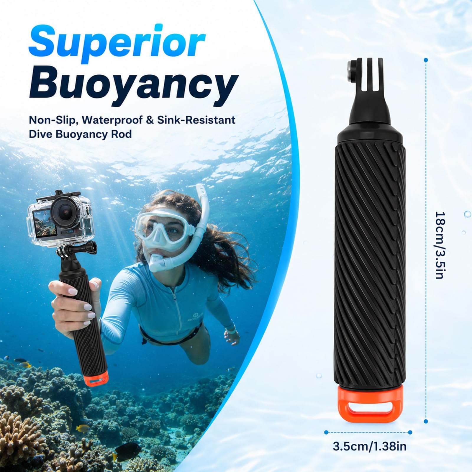 DJI Osmo Action 5 Pro/4/3 Wasserdichtes Gehäuse 60M Unterwasser-Schutzgehäuse mit 3 Farbfilter-Set Auftriebsgriff Antibeschlag