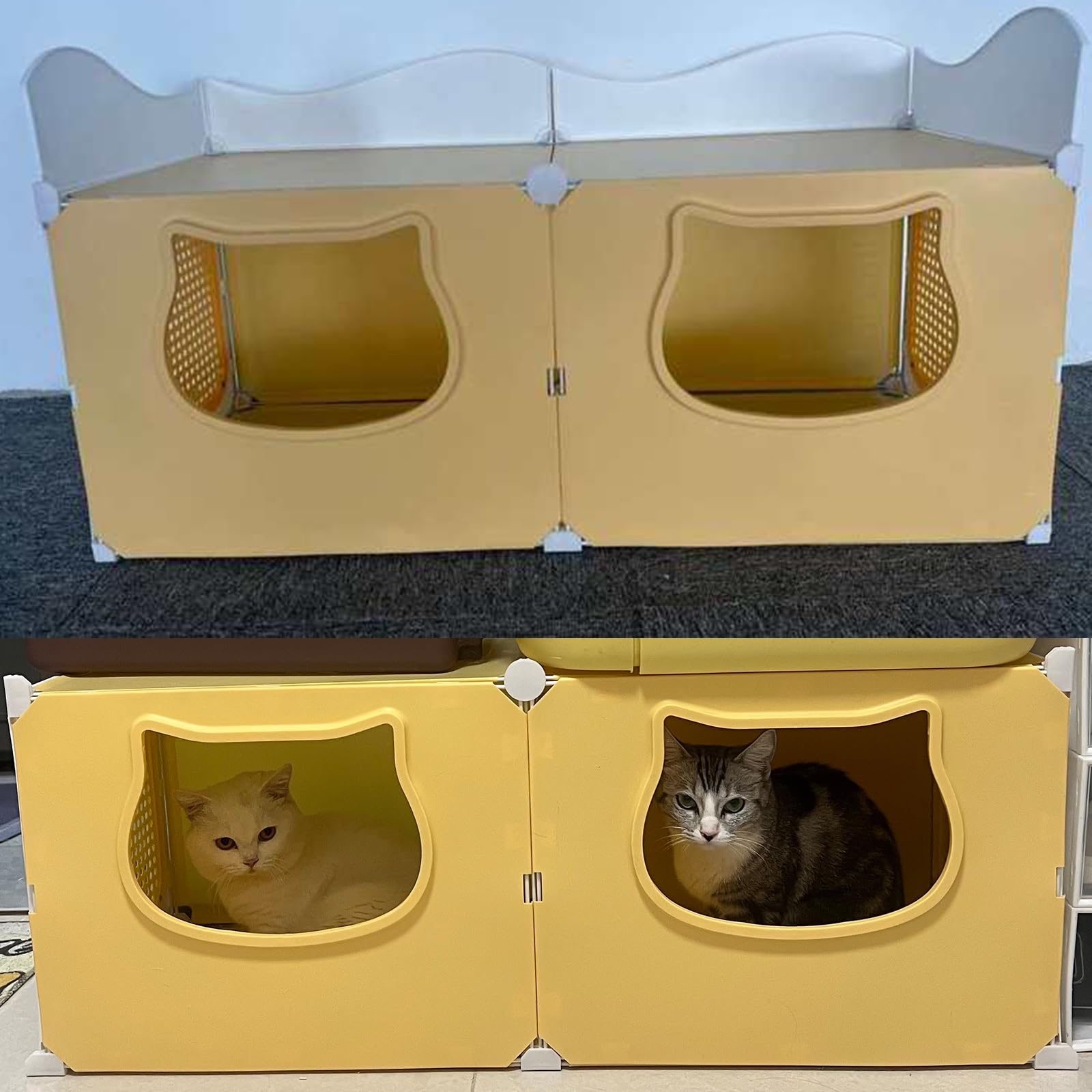 Katzenkäfig für den Innenbereich mit Stauraum oben, halbgeschlossenes Gehege & Loungebett, idealer Laufstall für Kätzchen und Katzen, einfache Selbstmontage