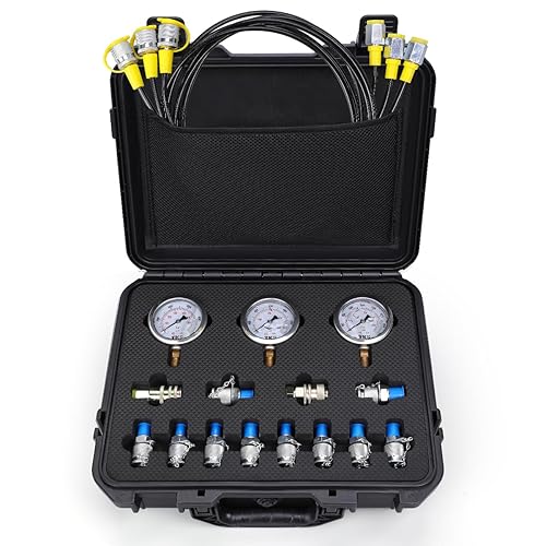 Kit de prueba de presión hidráulica, 600 bares8700 psi60 mpa, 3 calibradores, 12 conectores en T, 3 mangueras de prueba, kit de calibre hidráulico,