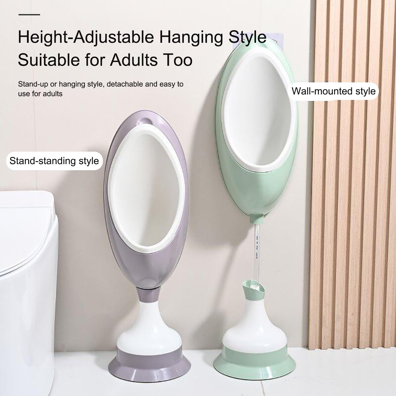 Urinal Sin Agua con Manguera, Desviador de Orina a Prueba de Salpicaduras con Surco de Profundidades, para El Hogar, Baño Exterior, Desviador de Orina, Baño(Green)
