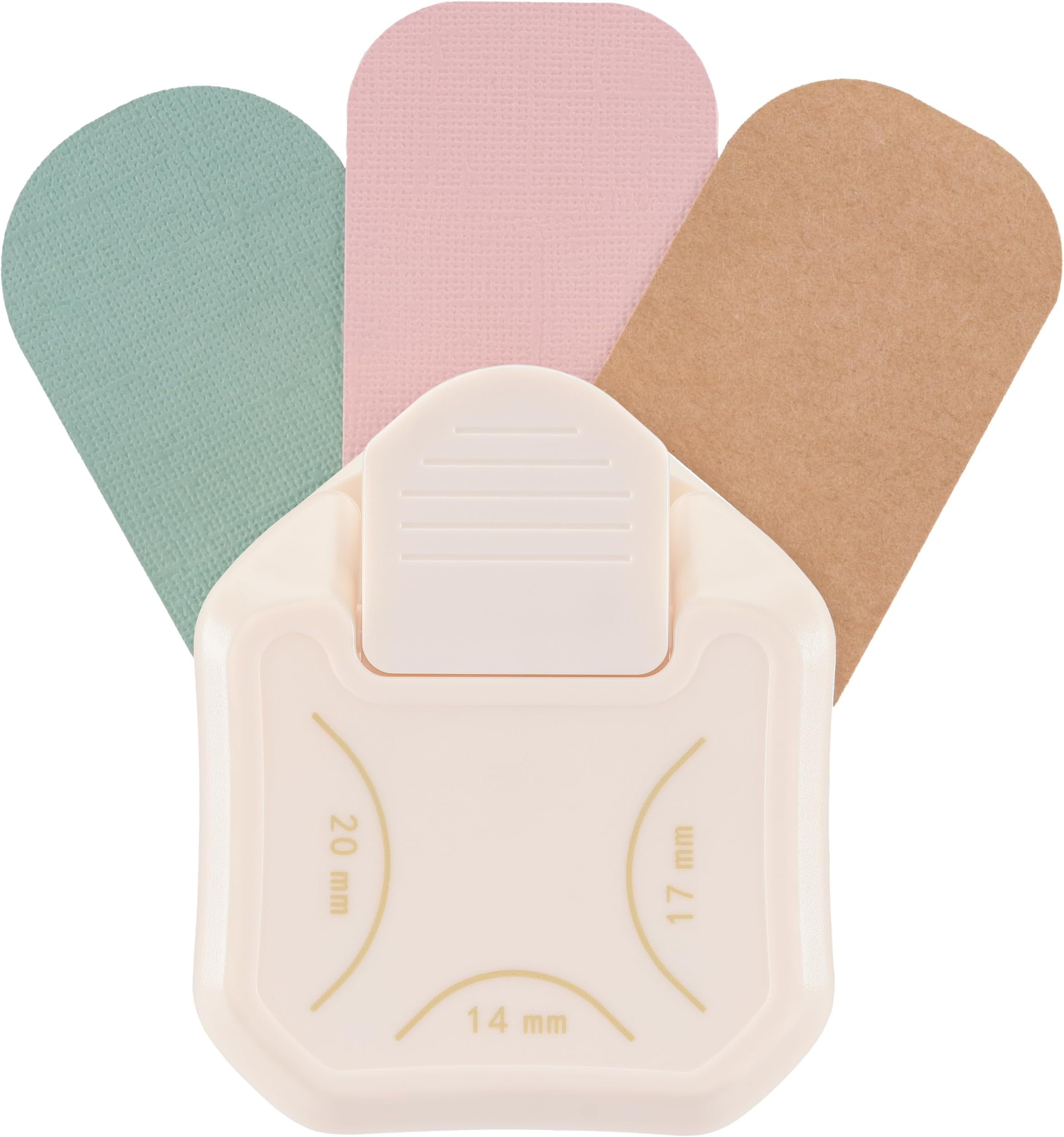 Paper, 3 in 1 Large Corner Punch, for DIY Projects, Scrapbooking and Card Making, 14-17-20mm, White/Pink