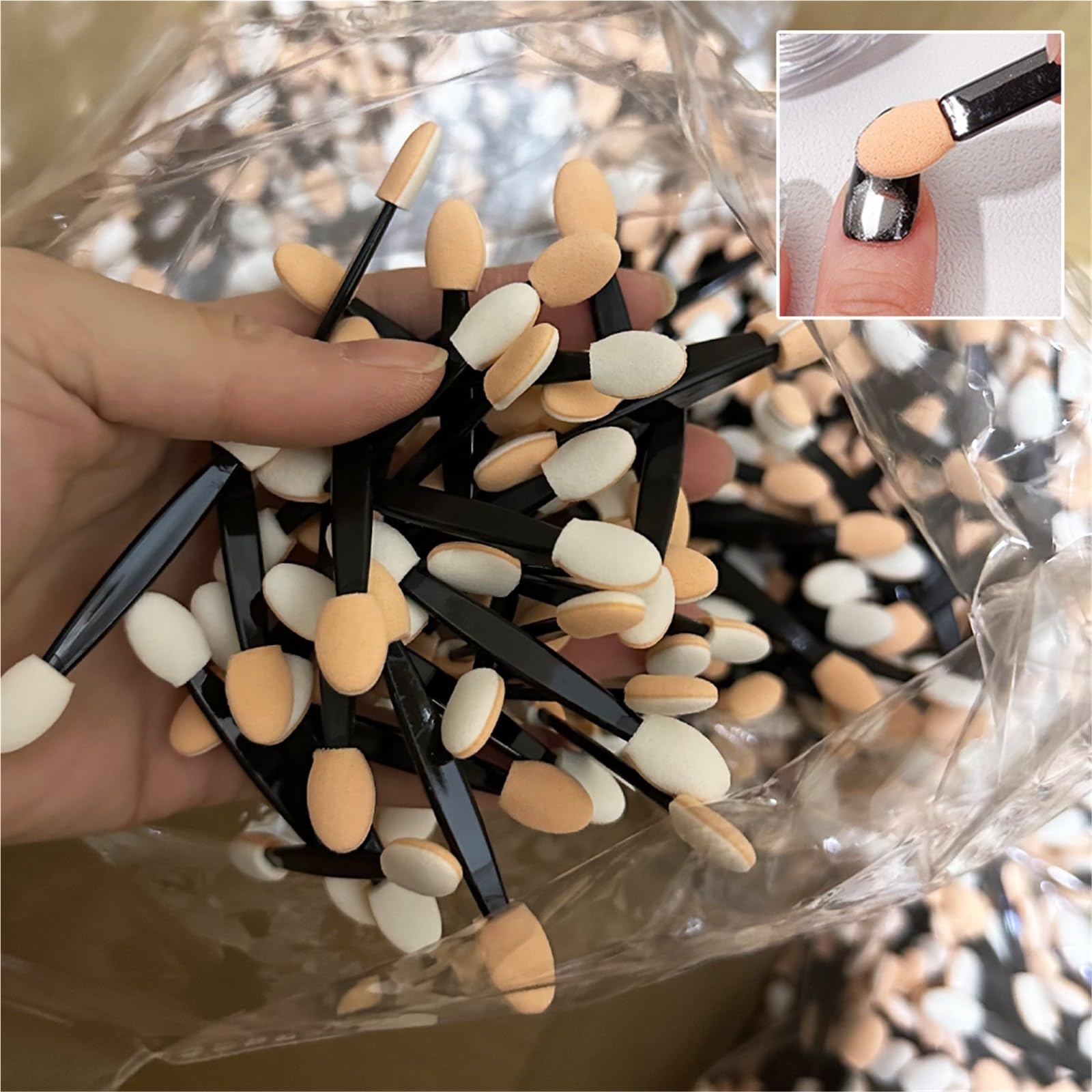 Pennelli Unghie Pennello for polvere for nail art con spugna a doppia estremità, strumento multifunzionale for manicure