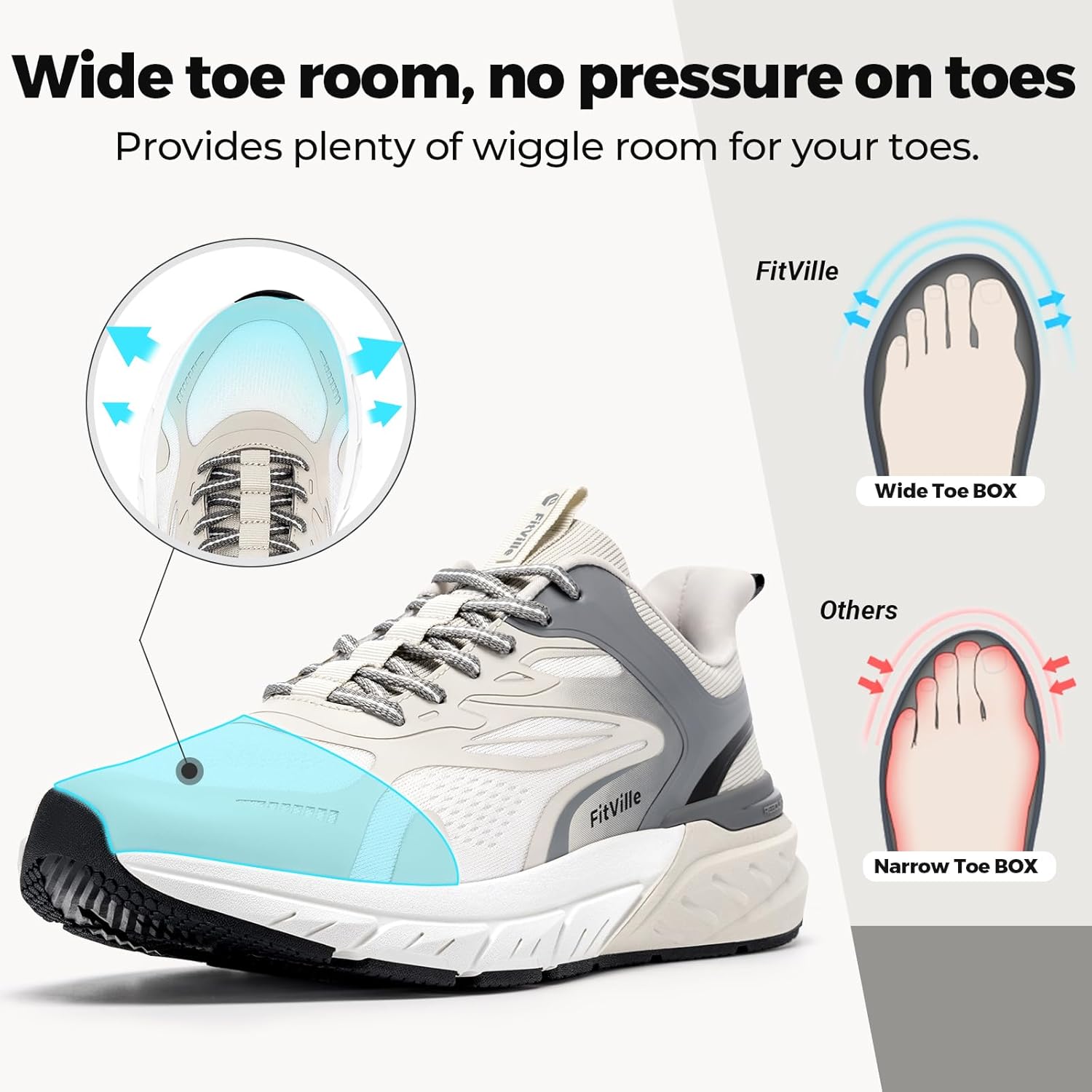 FitVille Comfortable Extra Wide Walking Shoes for Men Lightweight Mens Walking Shoes Wide Width Non Slip Cushioned - Image 2