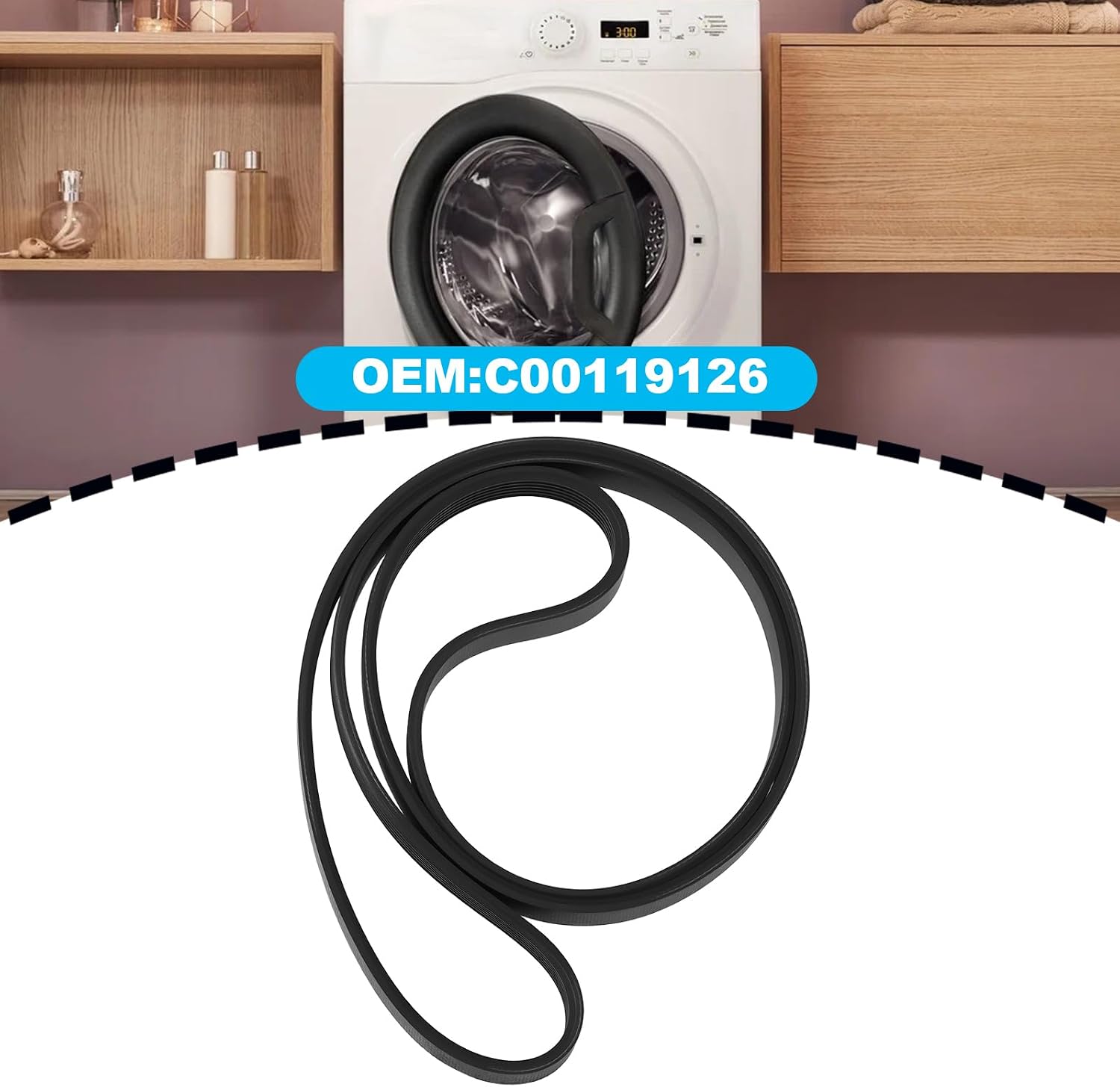 Create idea Drum Washing Machine Belt C00119126 6PJE1201 Compatible with HOTPOINT Compatible with ARISTON Washing Machines Dryers image 2