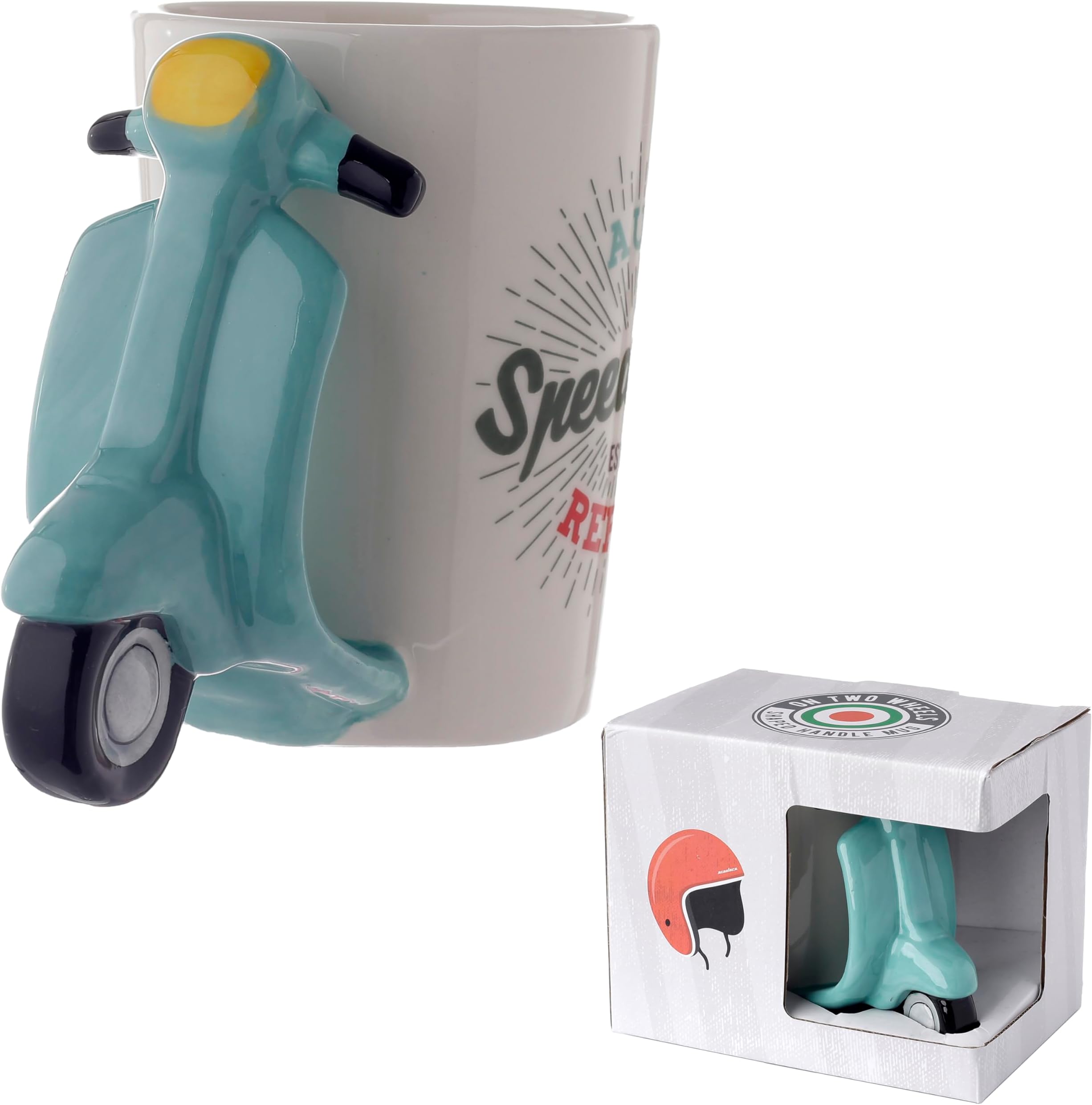 Puckator Speed King Scooter Ceramic Shaped Handle Tea Coffee Mug