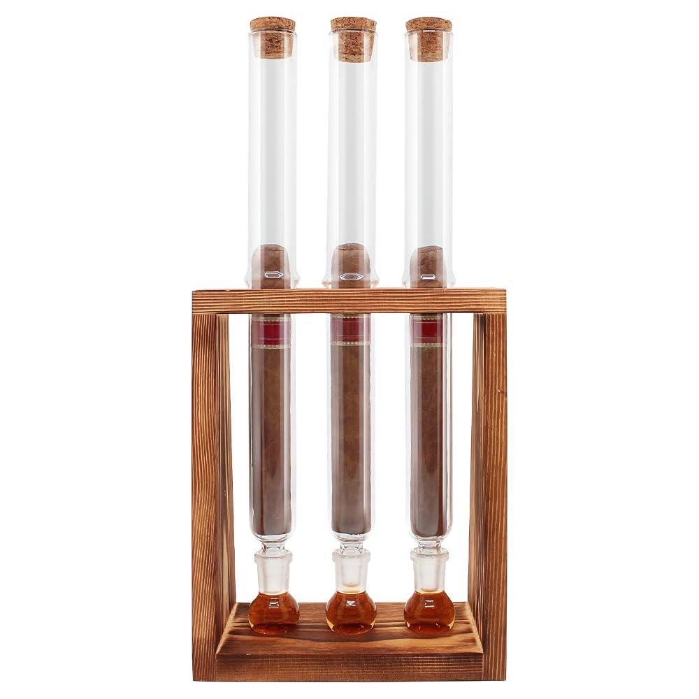 Glass Cigar Humidor Tube Set with Aromatherapy Design for 34-50 Ring