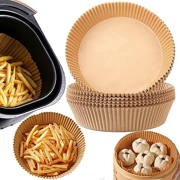 Air Fryer Paper Liners, Unbleached Oven Insert Parchment Paper, Disposable Non-Stick Baking Paper for Frying, Baking & Roasting. (PEPAR-50)