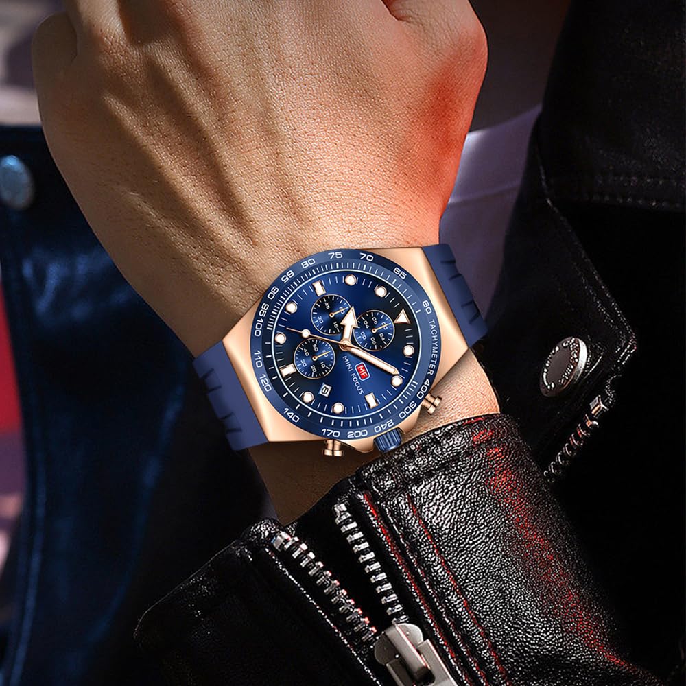 AIMES Mens Watches Waterproof Analog Quartz Chronograph Wrist Watch for Men Stylish Big Face Business Work Fashion Casual Sport Designer Dress Men's Wrist Watches Elegant Gift for Men