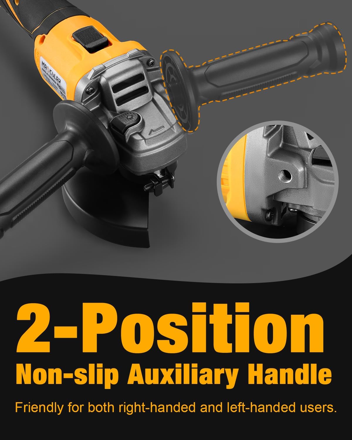 Angle Grinder Cordless,4-1/2-Inch to 5-Inch,3 Variable Speeds Power Grinder Tool,8500 RPM Brushless Power Motor,Grinder for Cutting,Grinding,Polishing(Tool Only)