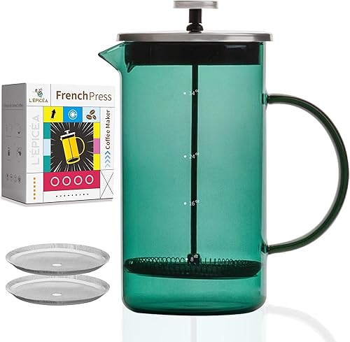 L'ÉPICÉA Cafetera de prensa francesa de 34 onzas, prensa francesa, prensa de café, resistente al calor, cafetera de prensa francesa de vidrio de