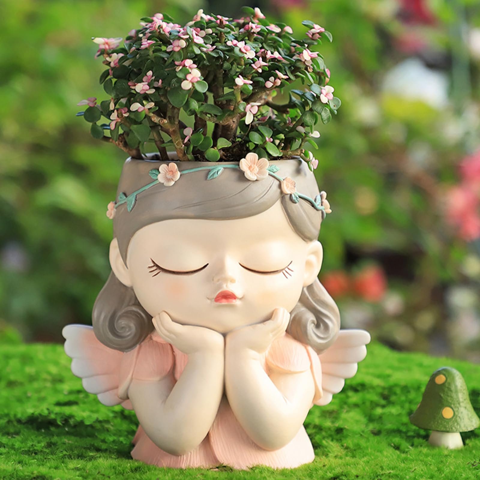 mumisuto Face Planters Pots Head Unique Face Flower Pot Head Planter for Indoor Plants Cute Small Succulent Pots Face Plant Pot for Home Office Garden (Prayer)