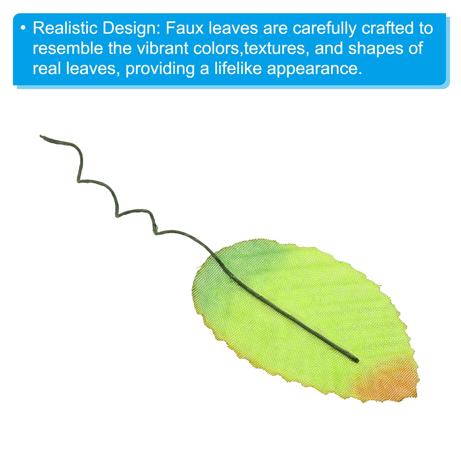 PATIKIL Orange/Green Artificial Leaves with Stems - Image 3