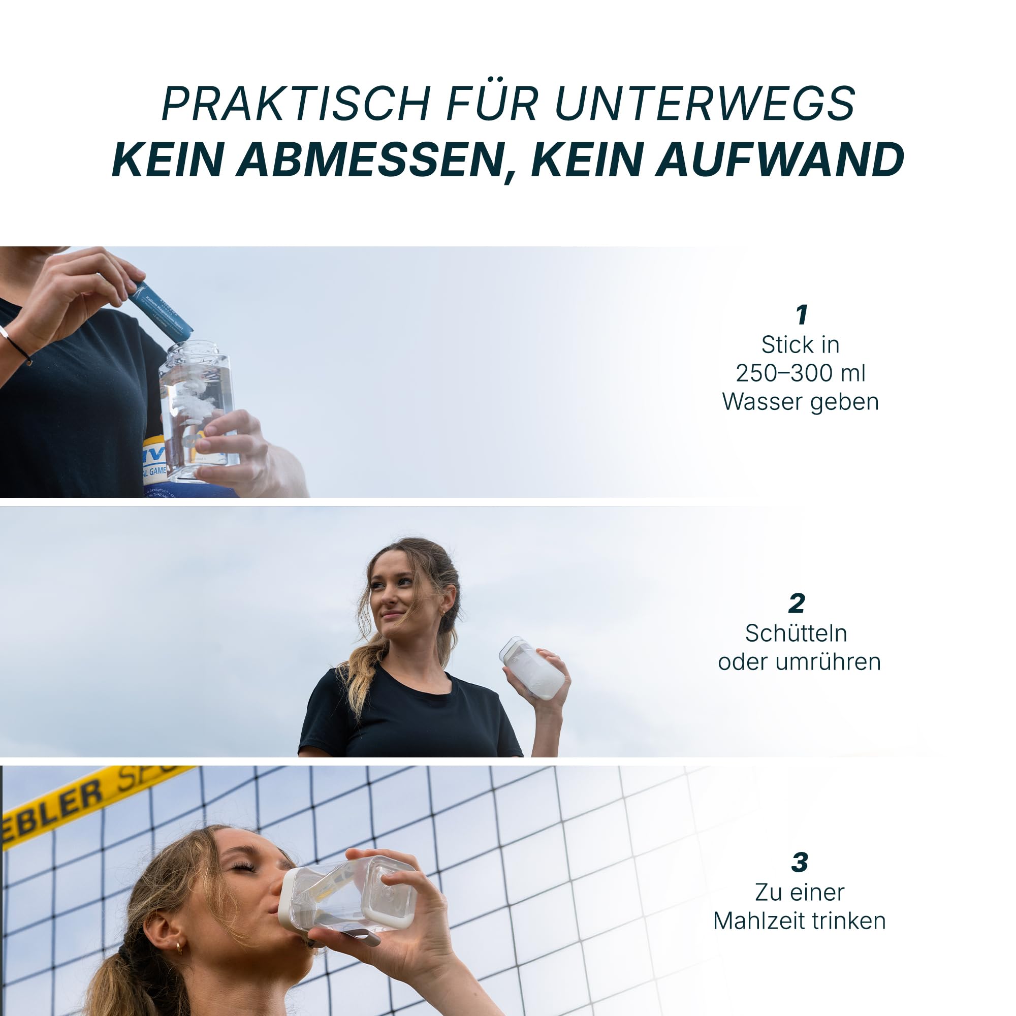 BIOGENA SPORTS - Magnesium + Kalium Sport Nahrungsergänzungsmittel - Elektrolyt-Pulver mit L-Glutamin 30 Sticks - mit Kalium & Magnesium zur Unterstützung von Muskeln & Energiestoffwechsel