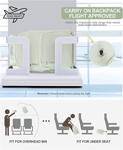 Miniatura 5 de Mochila de transporte de viaje, mochila estética para laptop para mujeres y hombres, aprobada por aerolíneas, A1- verde, Grande