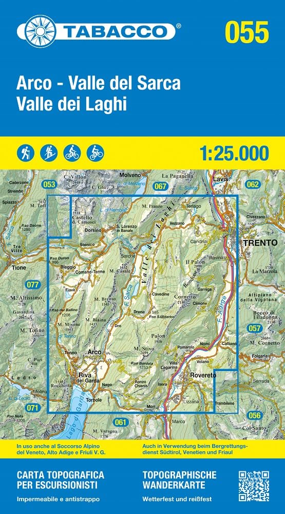 Valle del Sarca / Arco / Riva del Garda (055): Tabacco Wanderkarte 1:25000