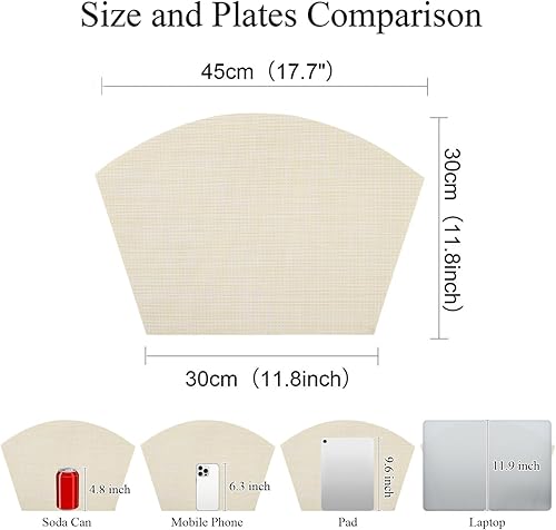 Miniatura 181 de SHACOS - Manteles individuales de PVC para mesas redondas, manteles individuales con curvatura, antideslizantes, resistentes al calor, de vinilo,